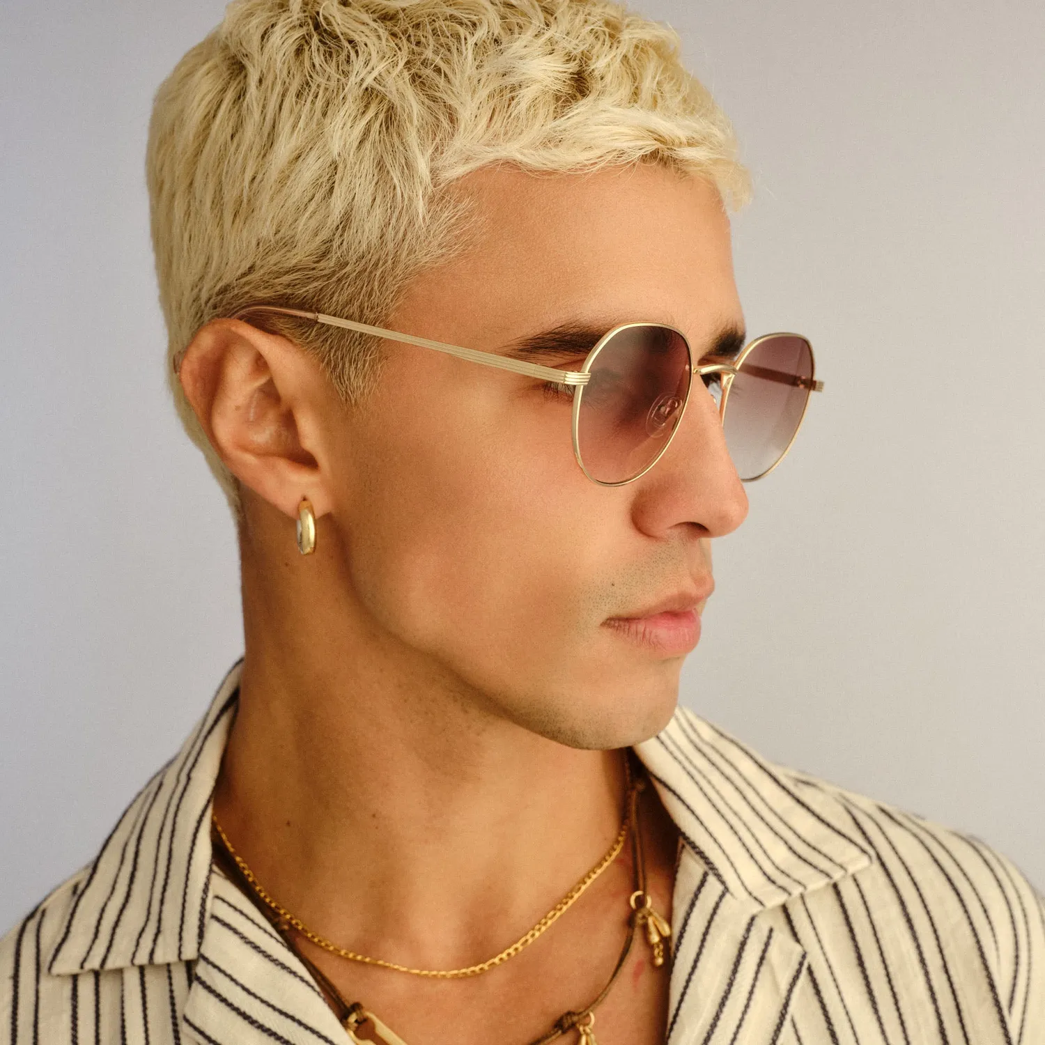 Le Specs Odyssey occhiali da sole tondo oro marrone