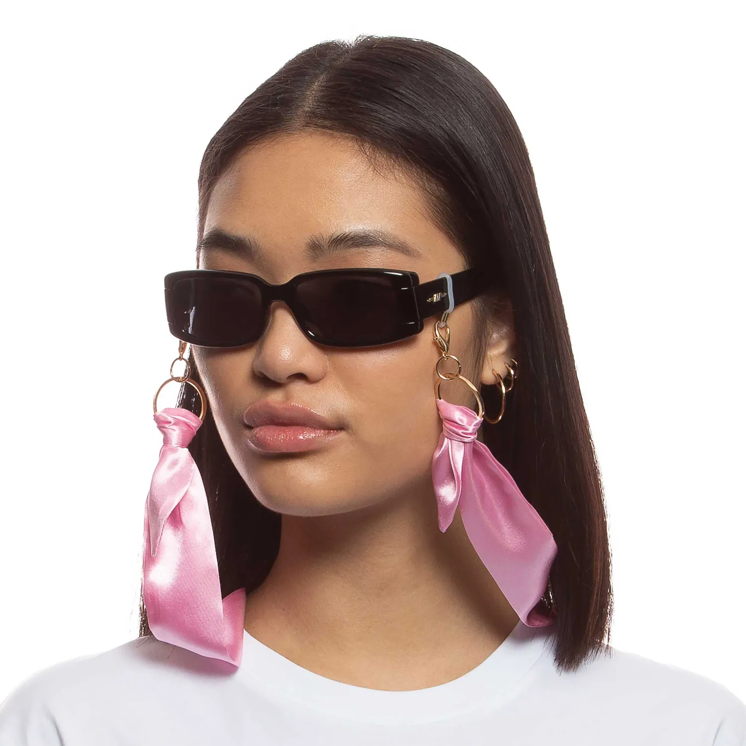 Le Specs Y2K Scarf Chain foulard rosa pastello