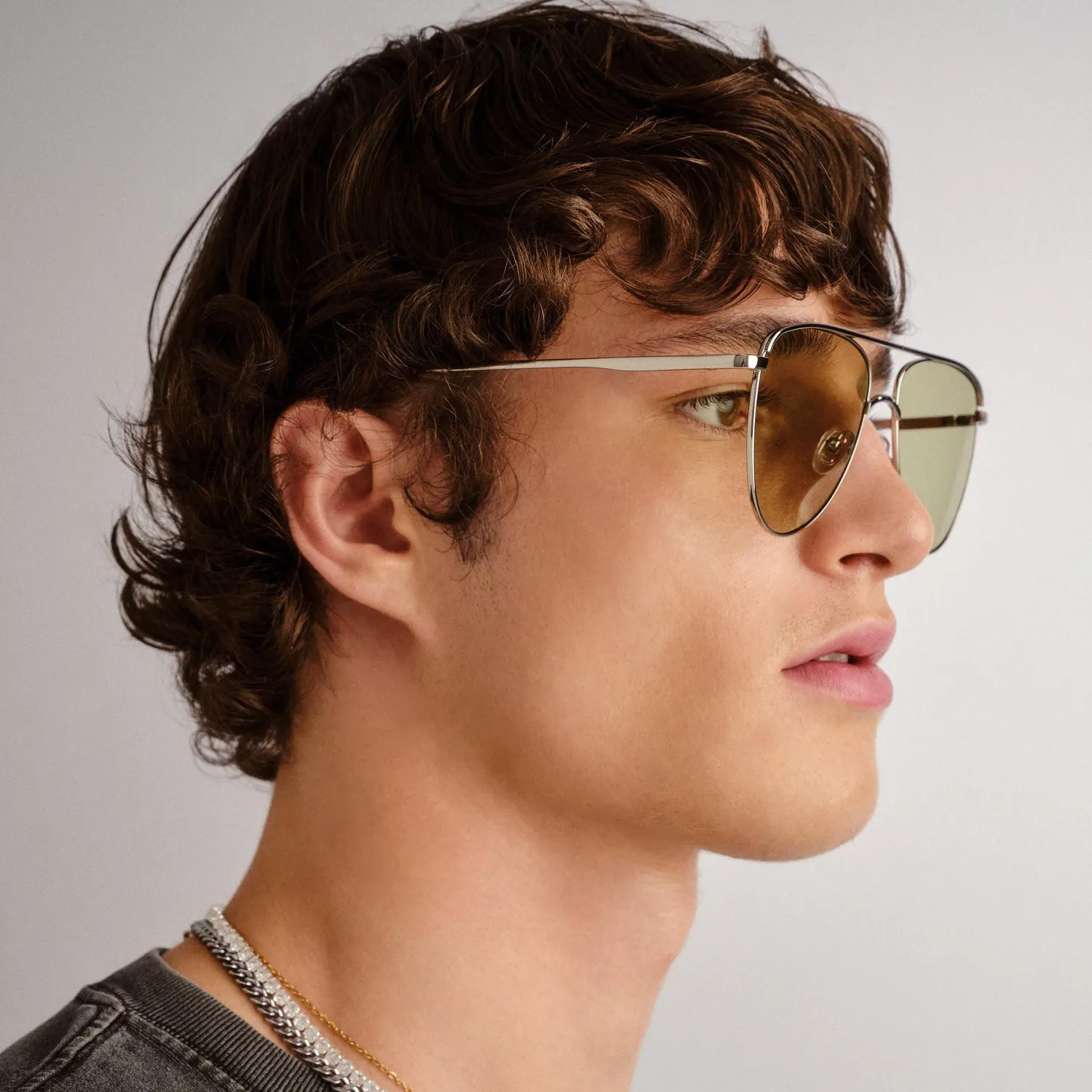 Le Specs The Duke occhiale da sole silver lente verde