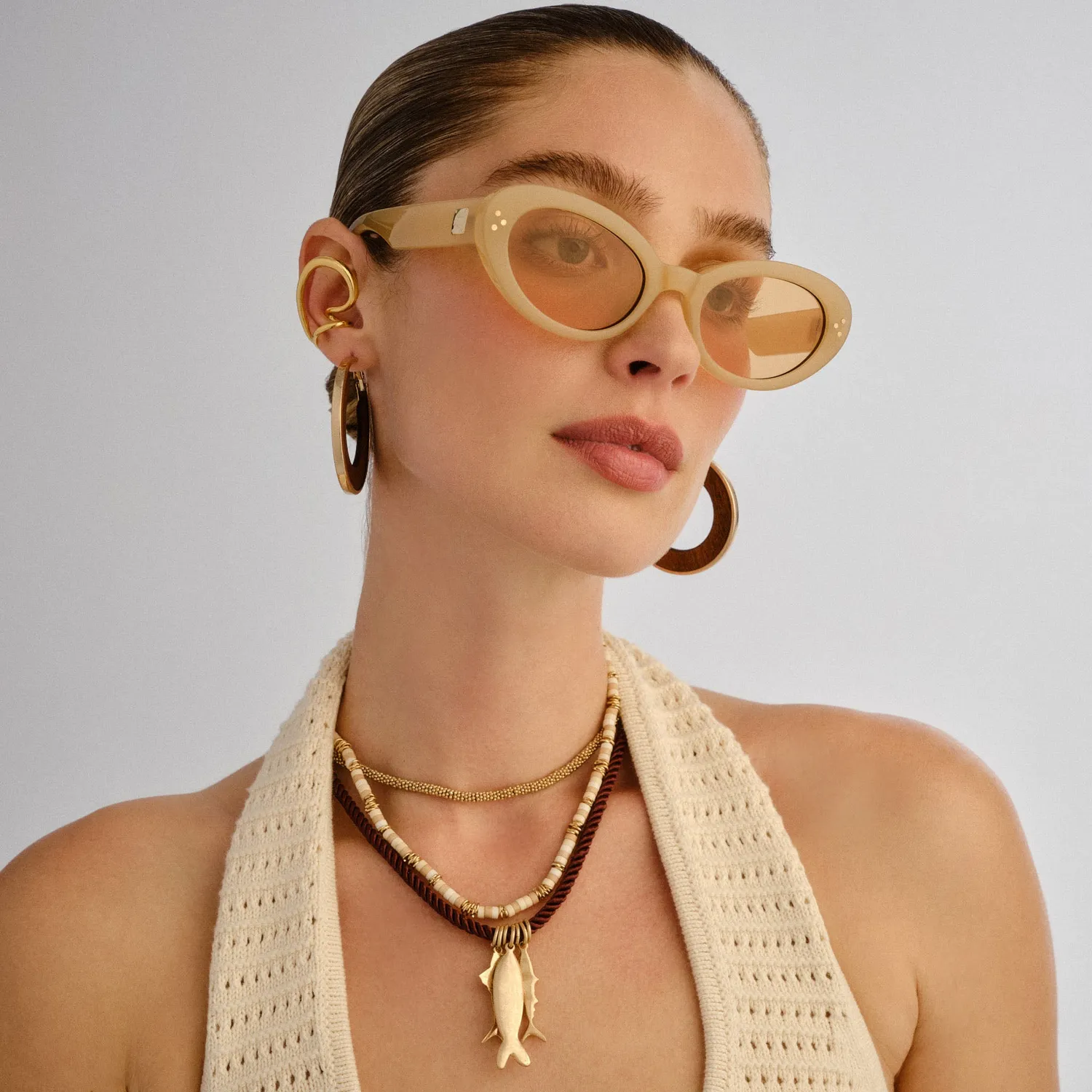 Le Specs Tootsie+ occhiale da sole nude giallo larga