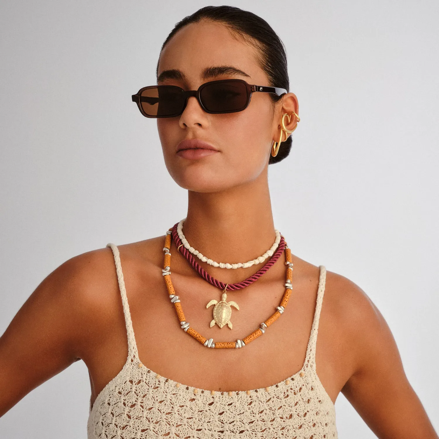 Le Specs Pilferer occhiali da sole cocoa rettangolari small