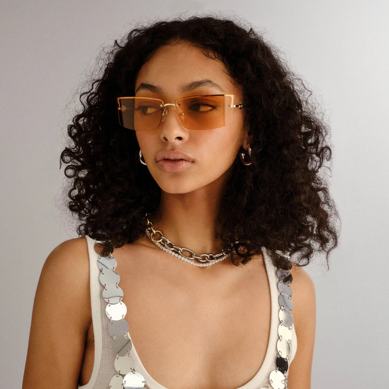 Le Specs Alien occhiale da sole Bright Gold rettangolo