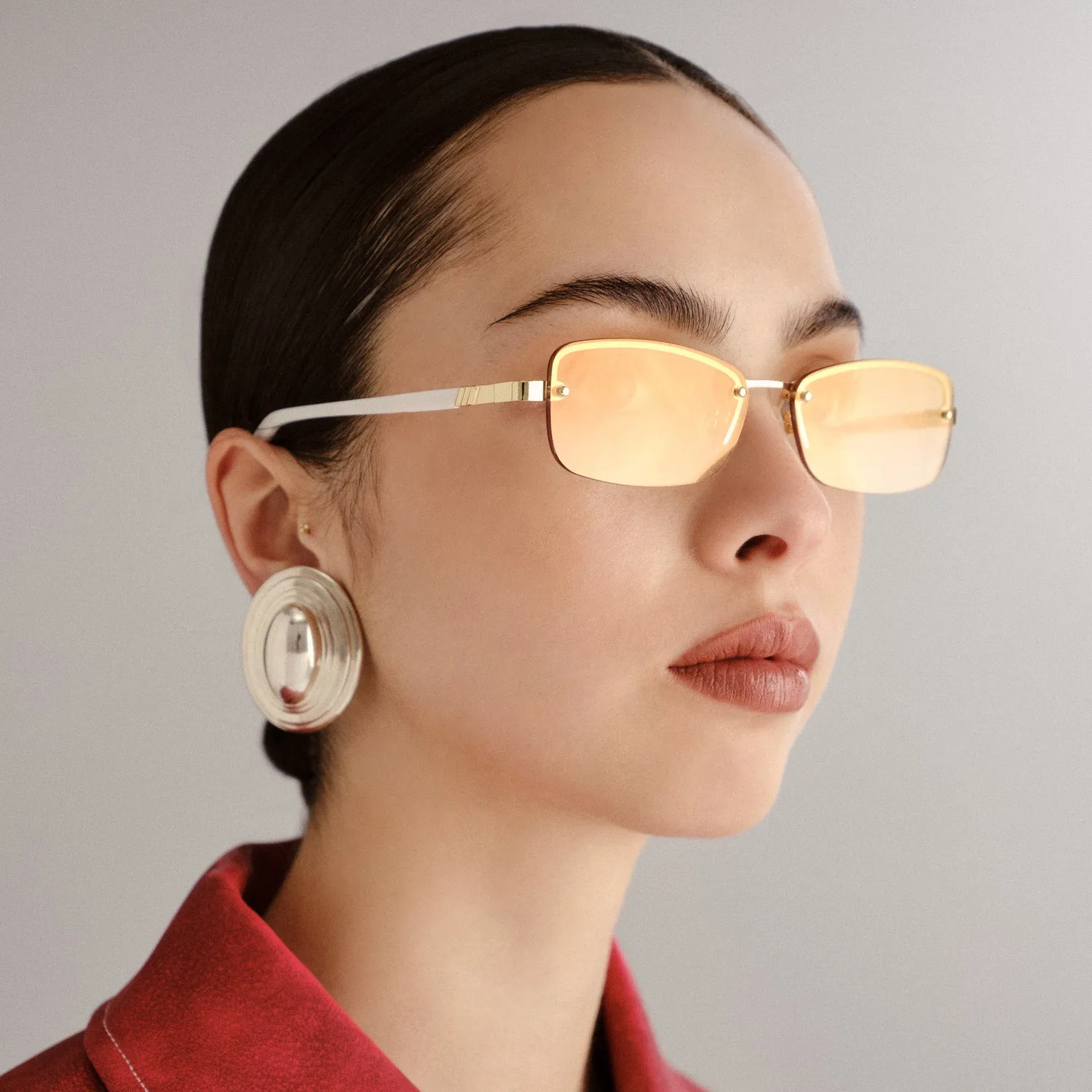 Le Specs Enigmatic occhiale da sole oro avorio specchiato