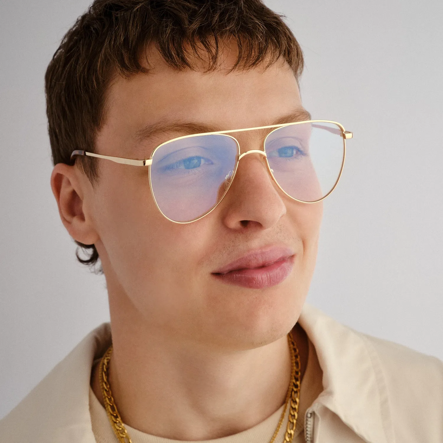 Le Specs The Duke montatura da vista oro filtro luce blu