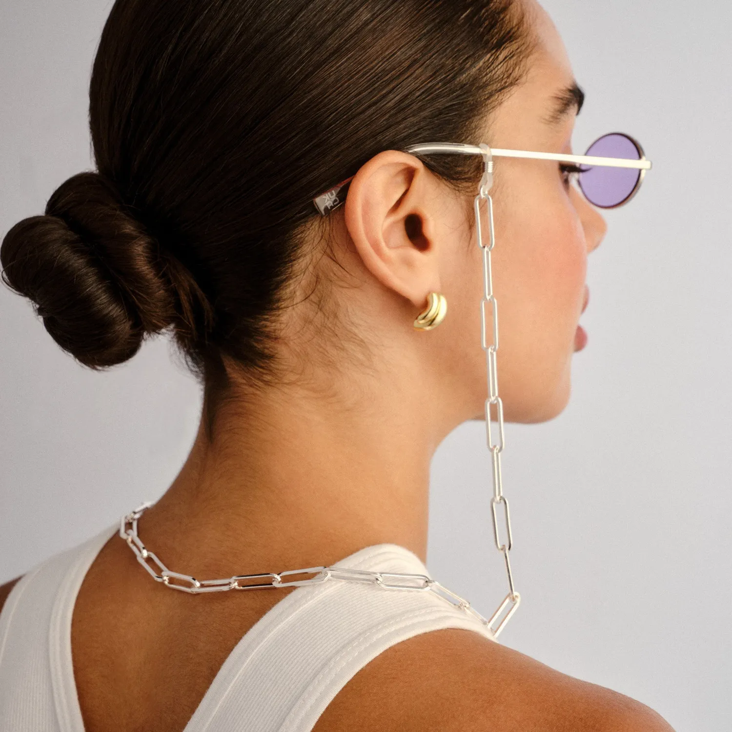 Le Specs Bold Link catenella occhiali argento metallo