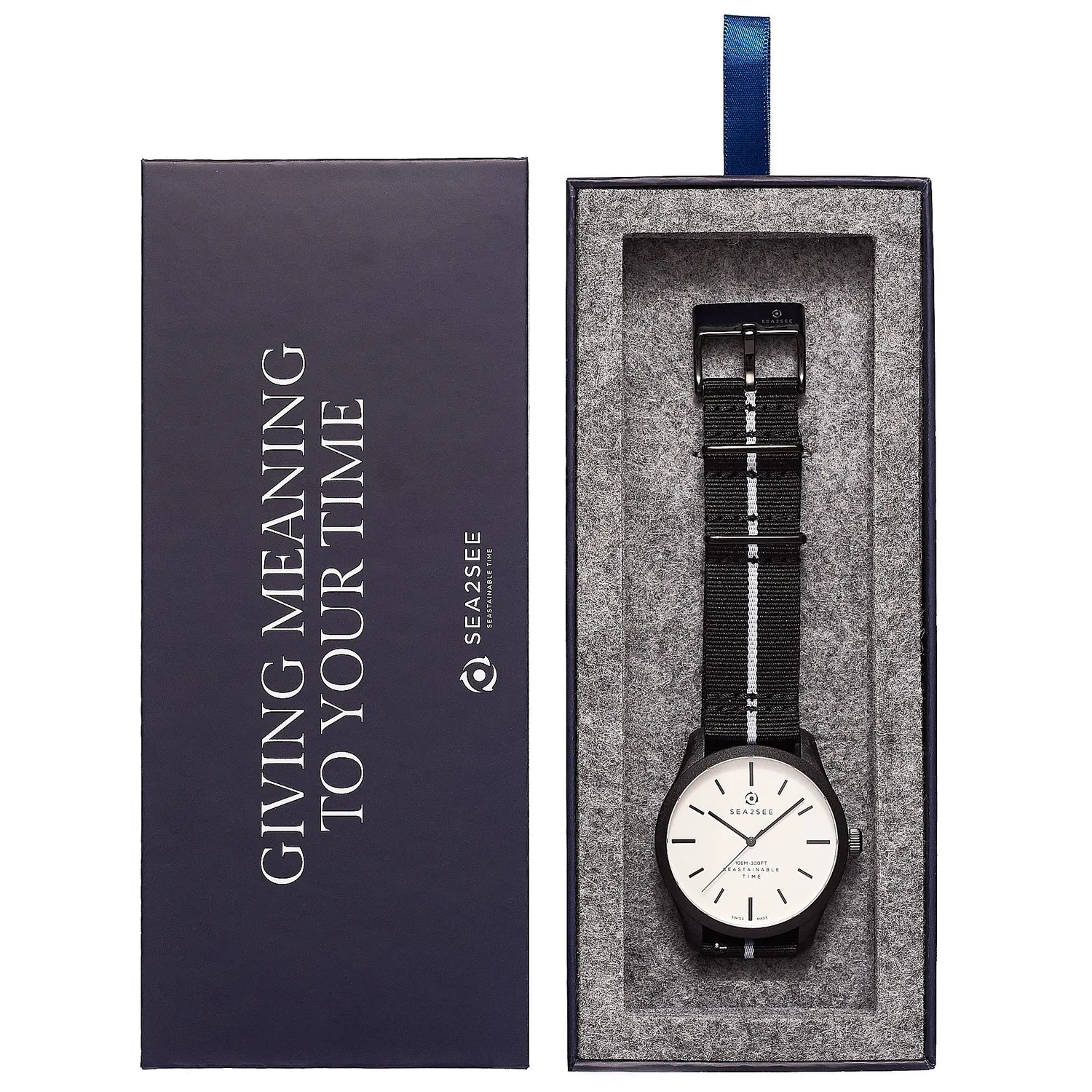 Sea2See Naxos 02 orologio bianco nero 41 mm