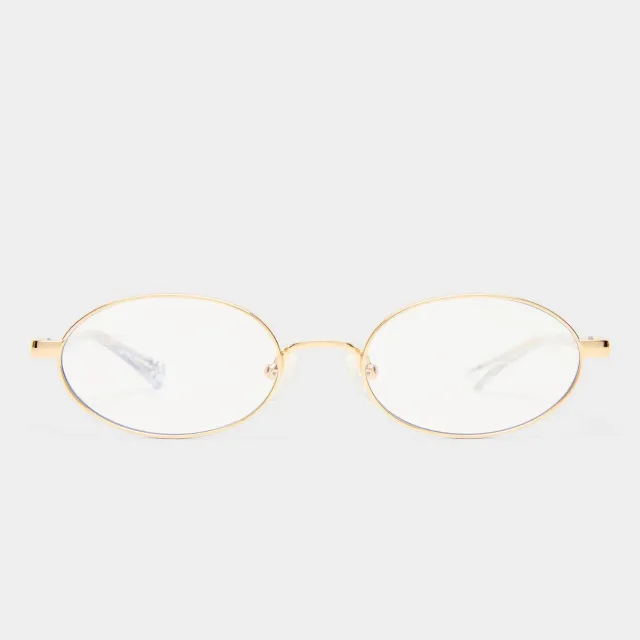 Le Specs Icicle montatura da vista oro luce blu ovale large