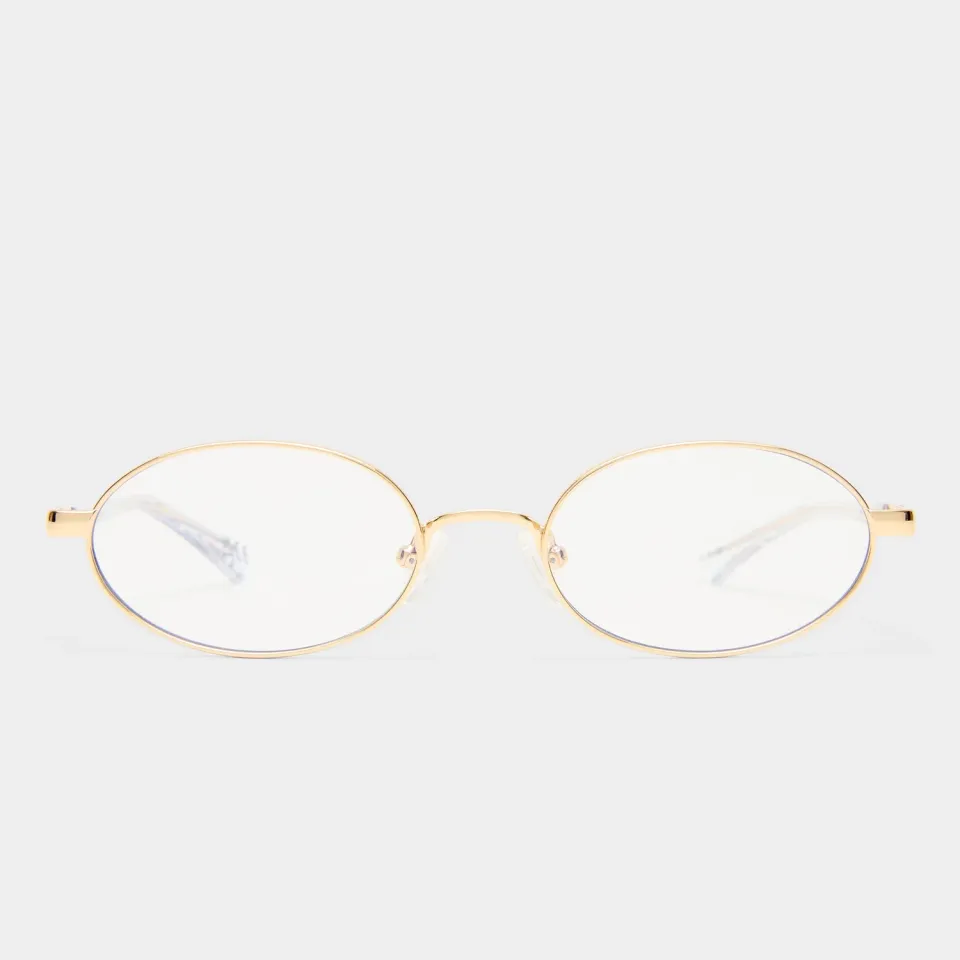 Le Specs Icicle montatura da vista oro luce blu ovale large