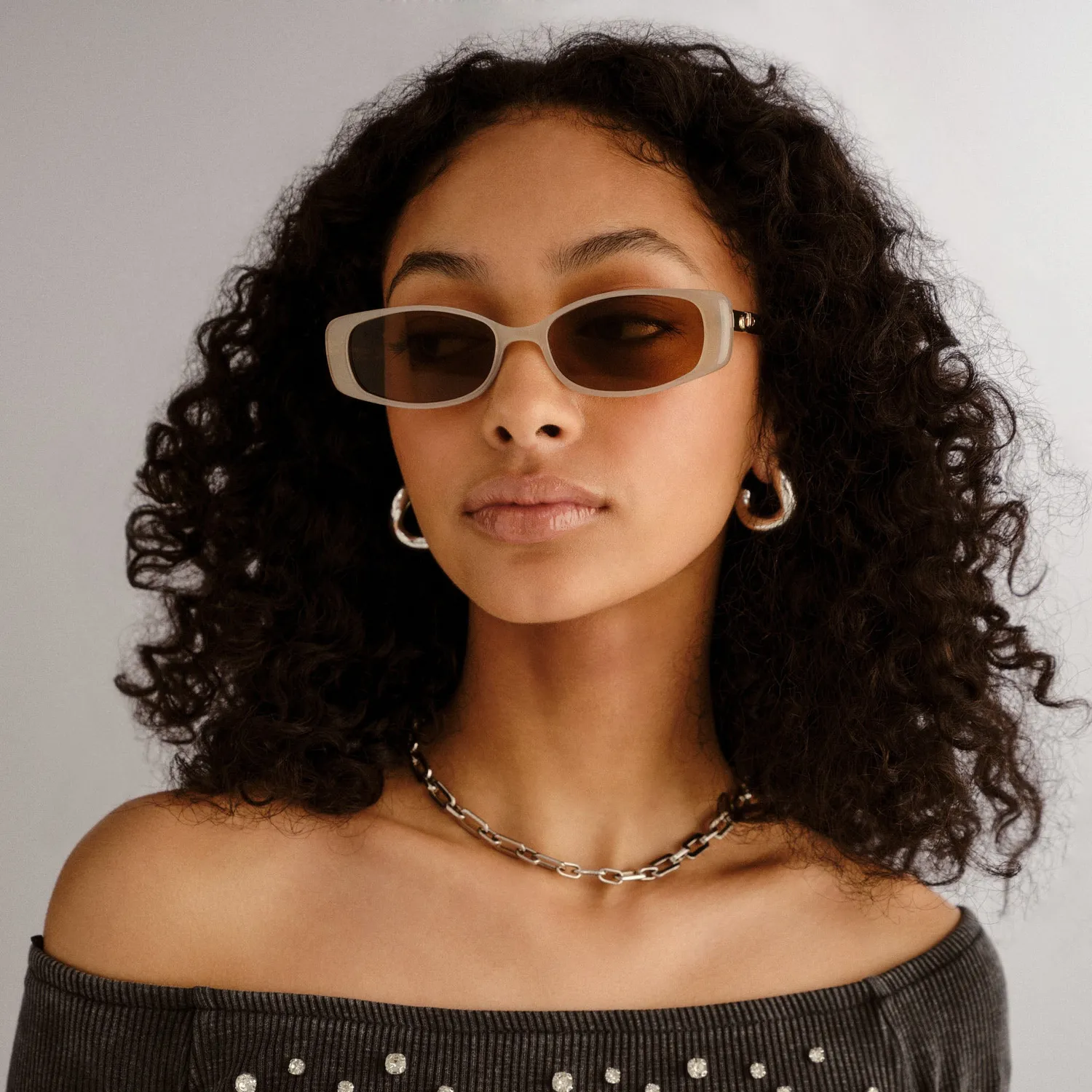 Le Specs Lil Starlight occhiali da sole stretto oatmeal tan