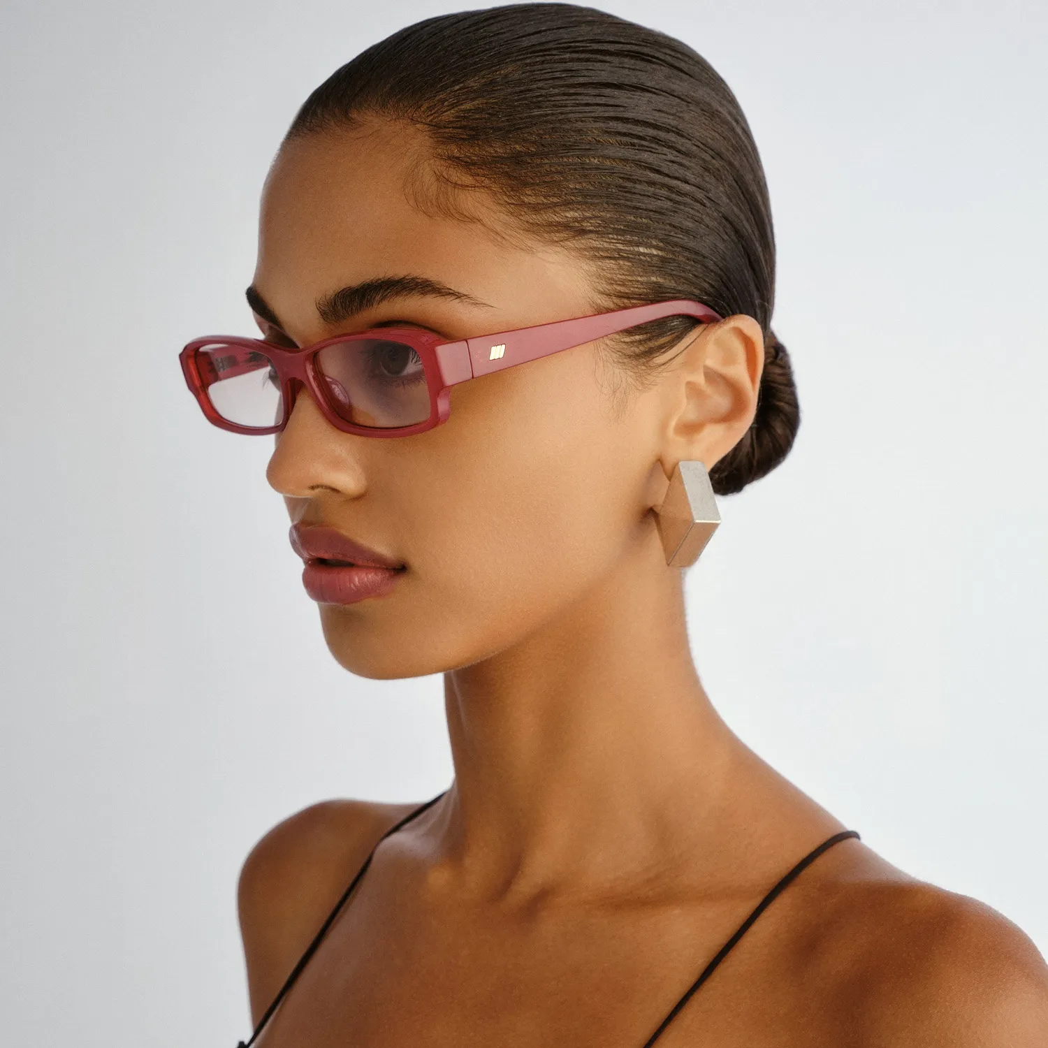 Le Specs Dial Tone occhiali da sole cranberry rettangolari