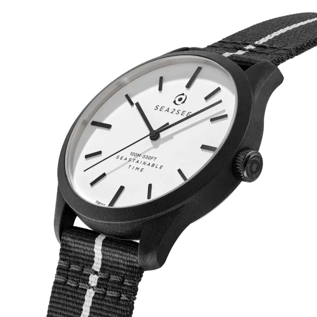 Sea2See Naxos 02 orologio bianco nero 41 mm