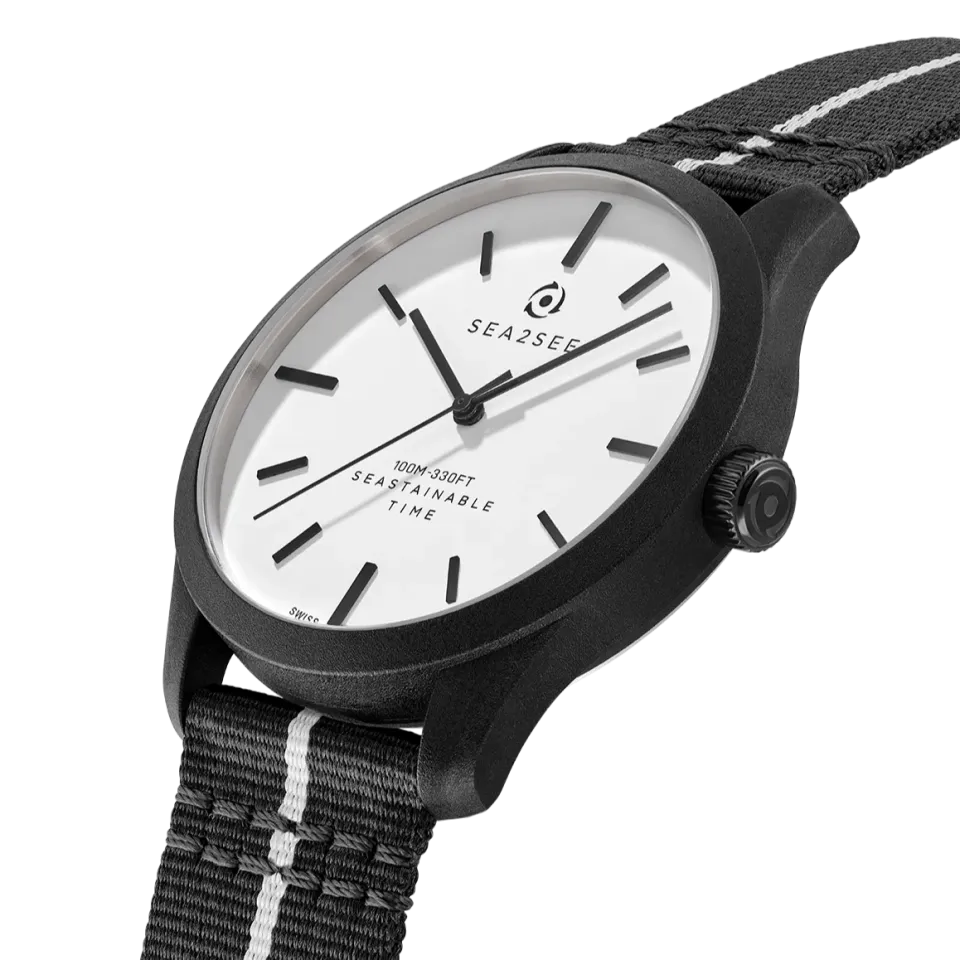 Sea2See Naxos 02 orologio bianco nero 41 mm
