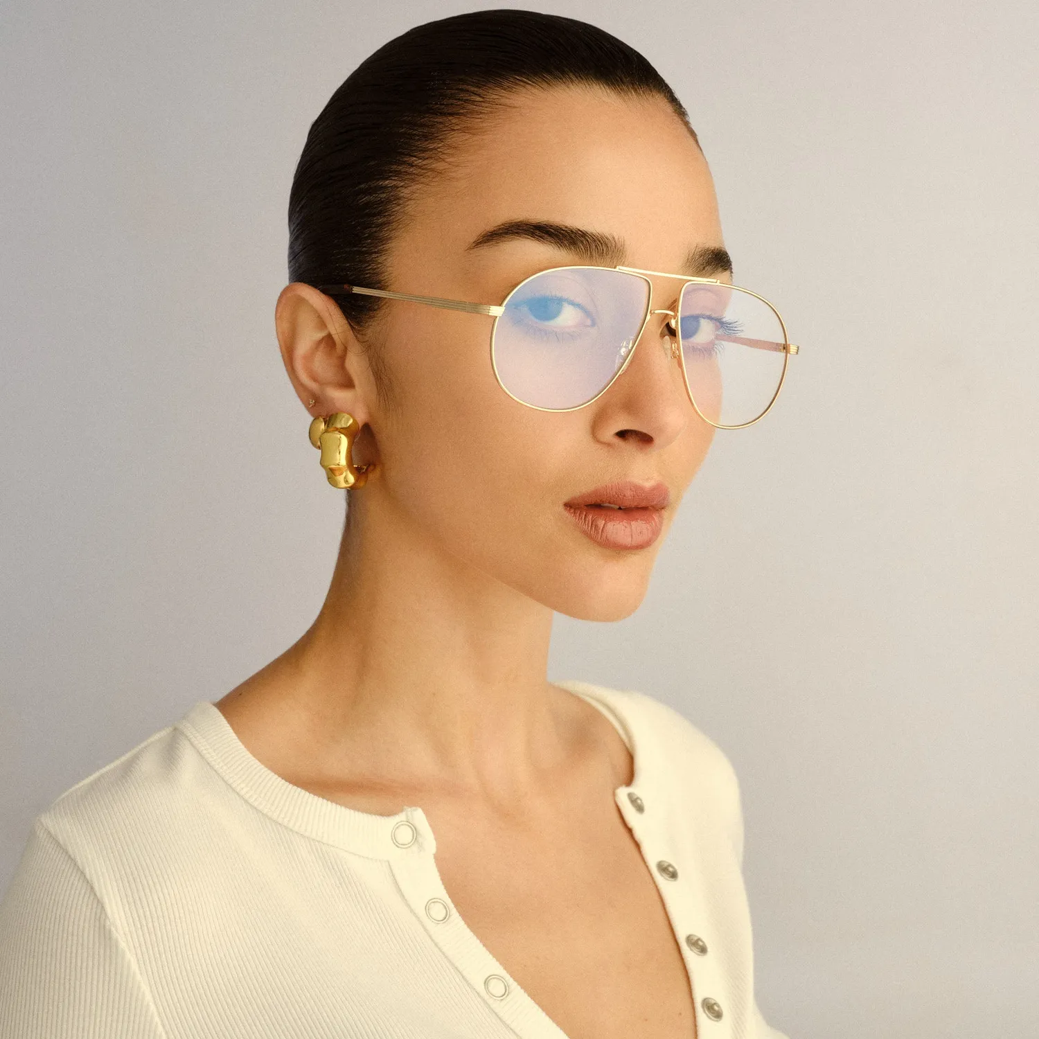 Le Specs Schmaltzy montatura da vista oro luce blu