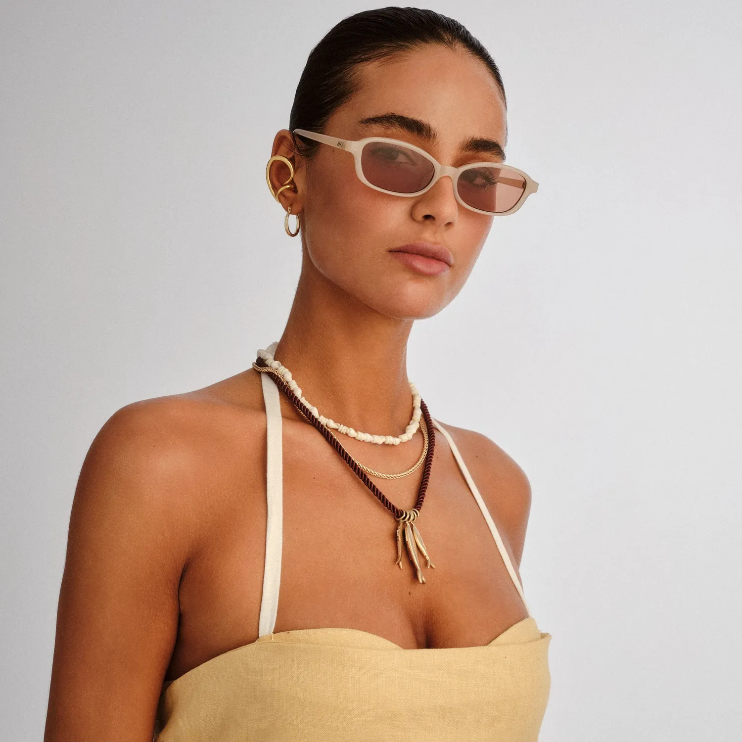 Le Specs Honey Pot occhiale da sole nude rettangolare