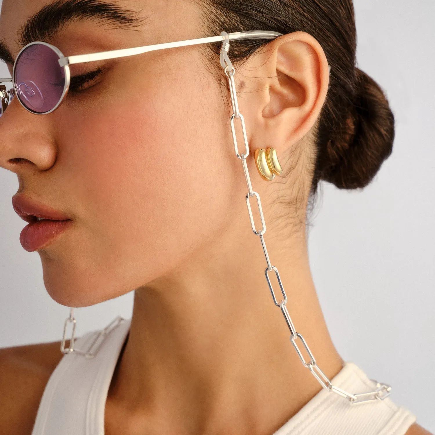 Le Specs Bold Link catenella occhiali argento metallo