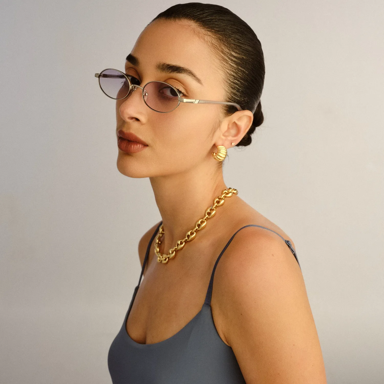 Le Specs Icicle occhiali da sole argento smoke grad ovali