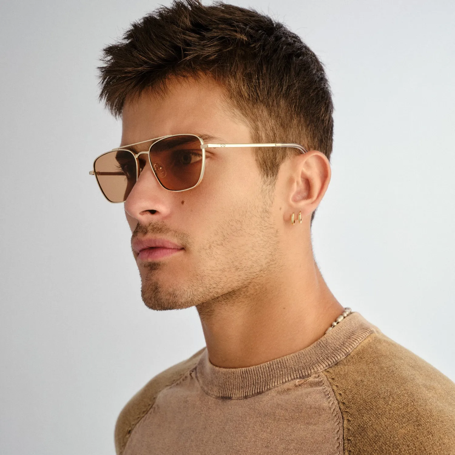 Le Specs Diametric II occhiale da sole oro marrone aviatore