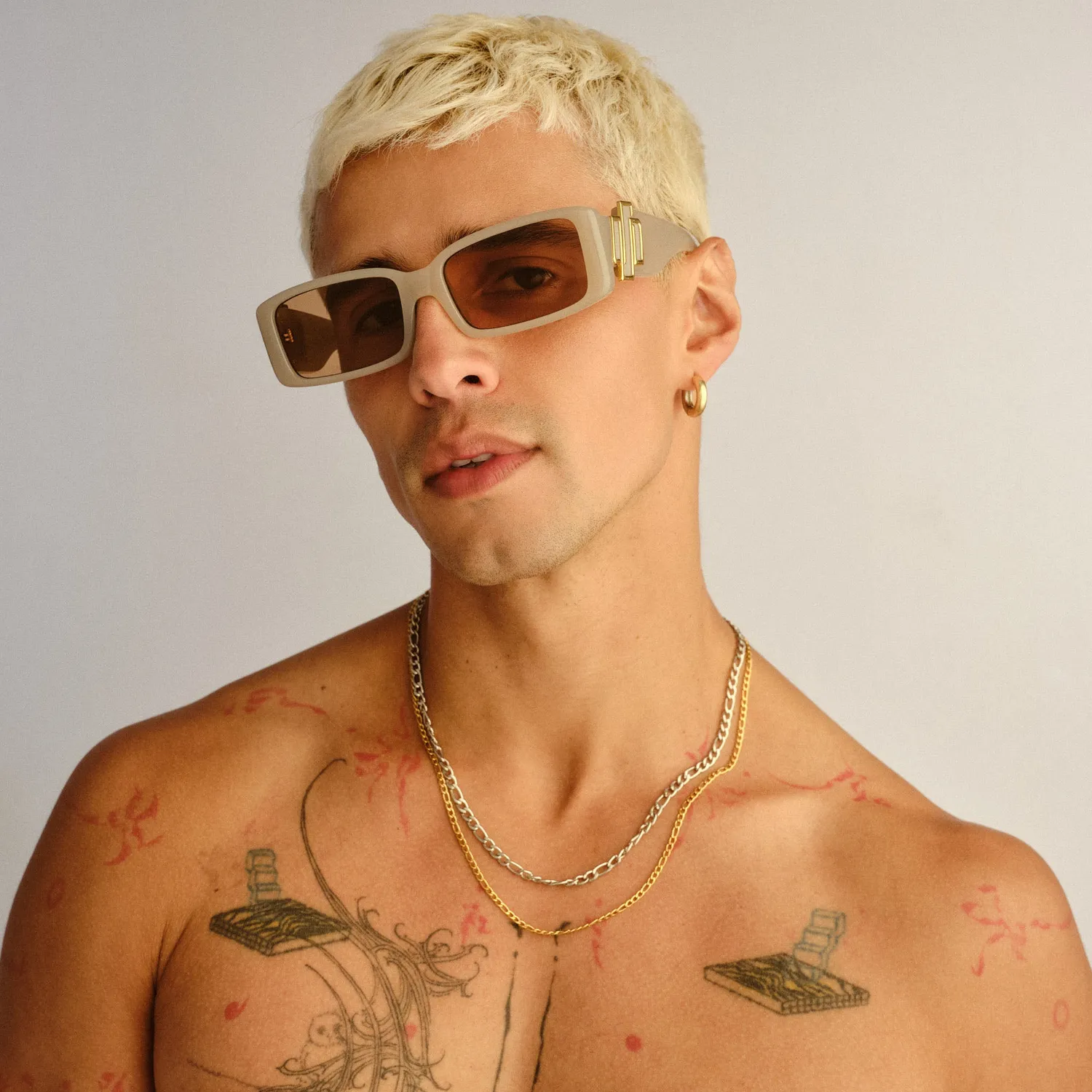 Le Specs Cruel Intentions occhiale da sole oatmeal rettangolare