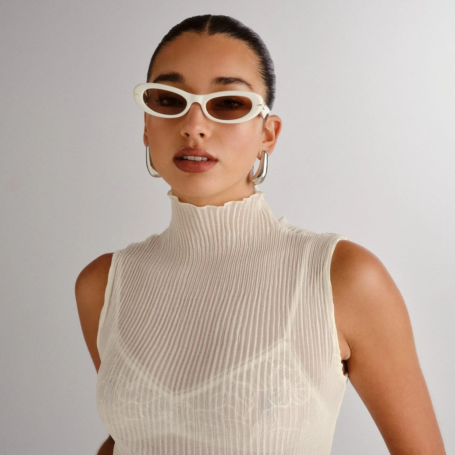 Le Specs Numero Uno occhiale da sole avorio ovale