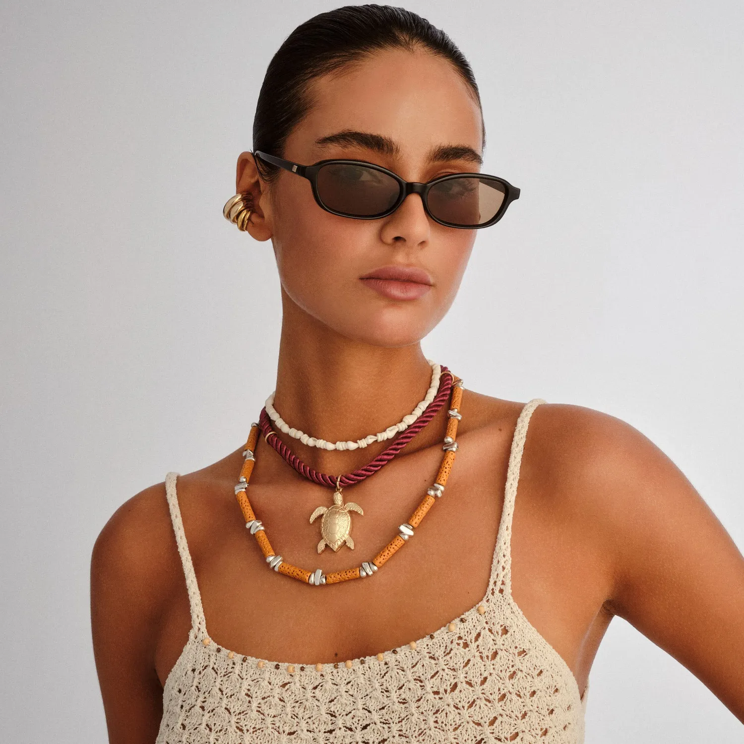 Le Specs Honey Pot occhiali da sole nero rettangolare piccolo