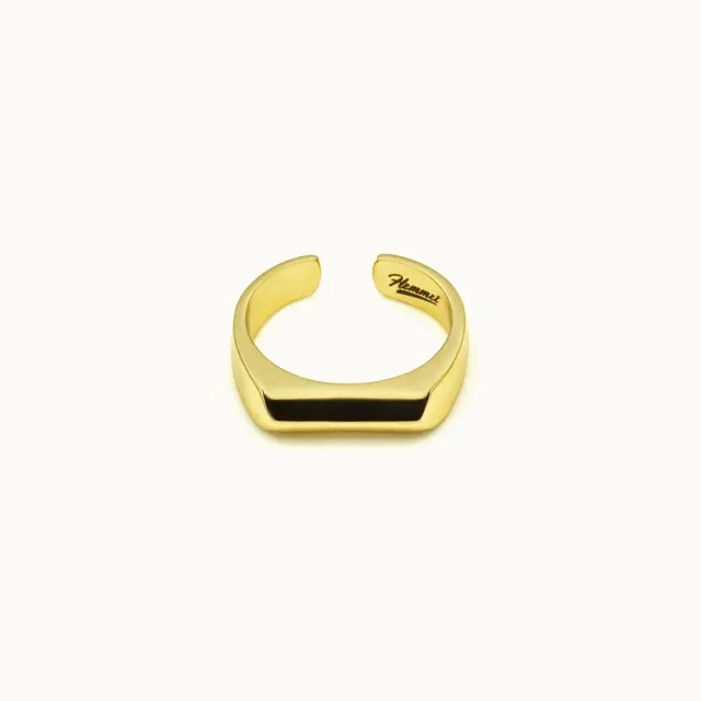 Hemmet Principle Fine Line anello chevalier regolabile oro giallo
