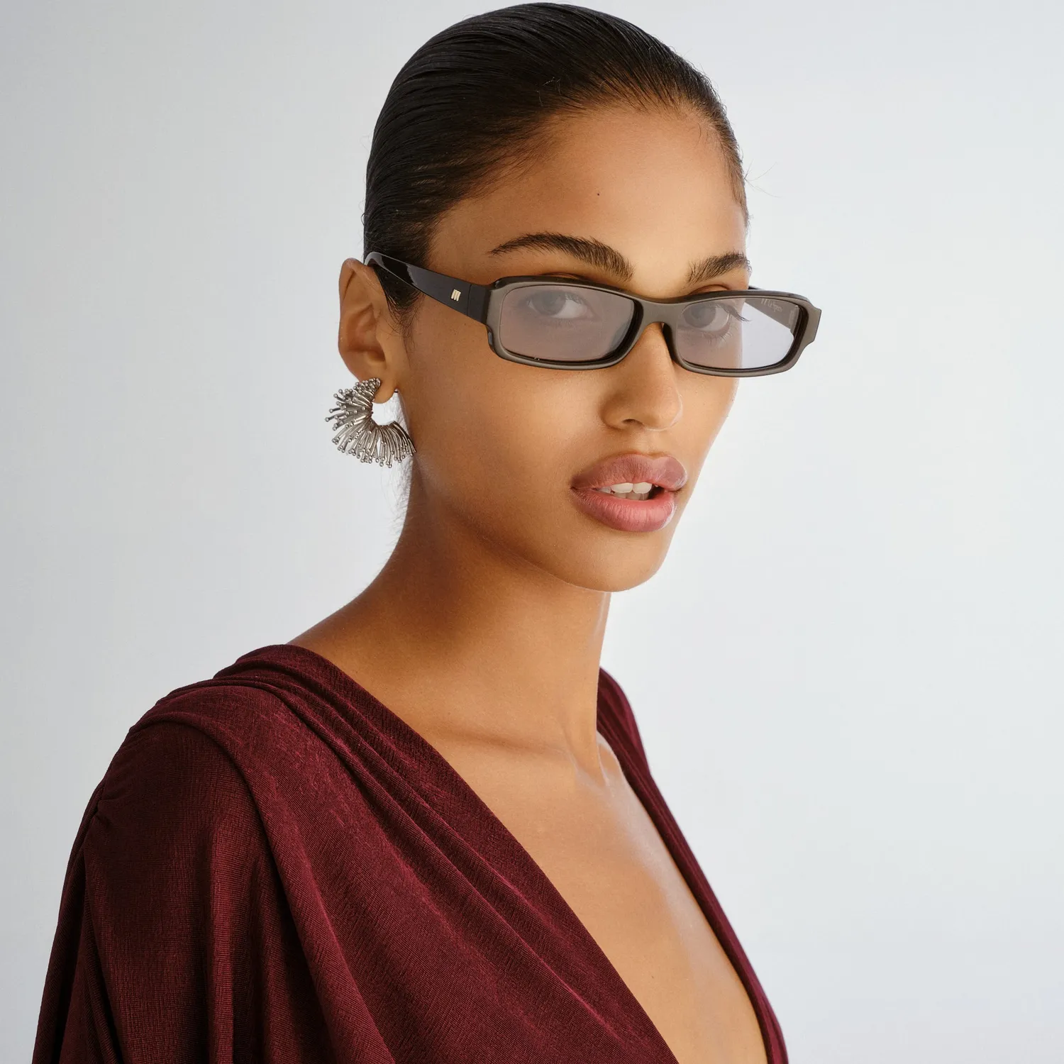 Le Specs Dial Tone occhiale da sole marrone rettangolare