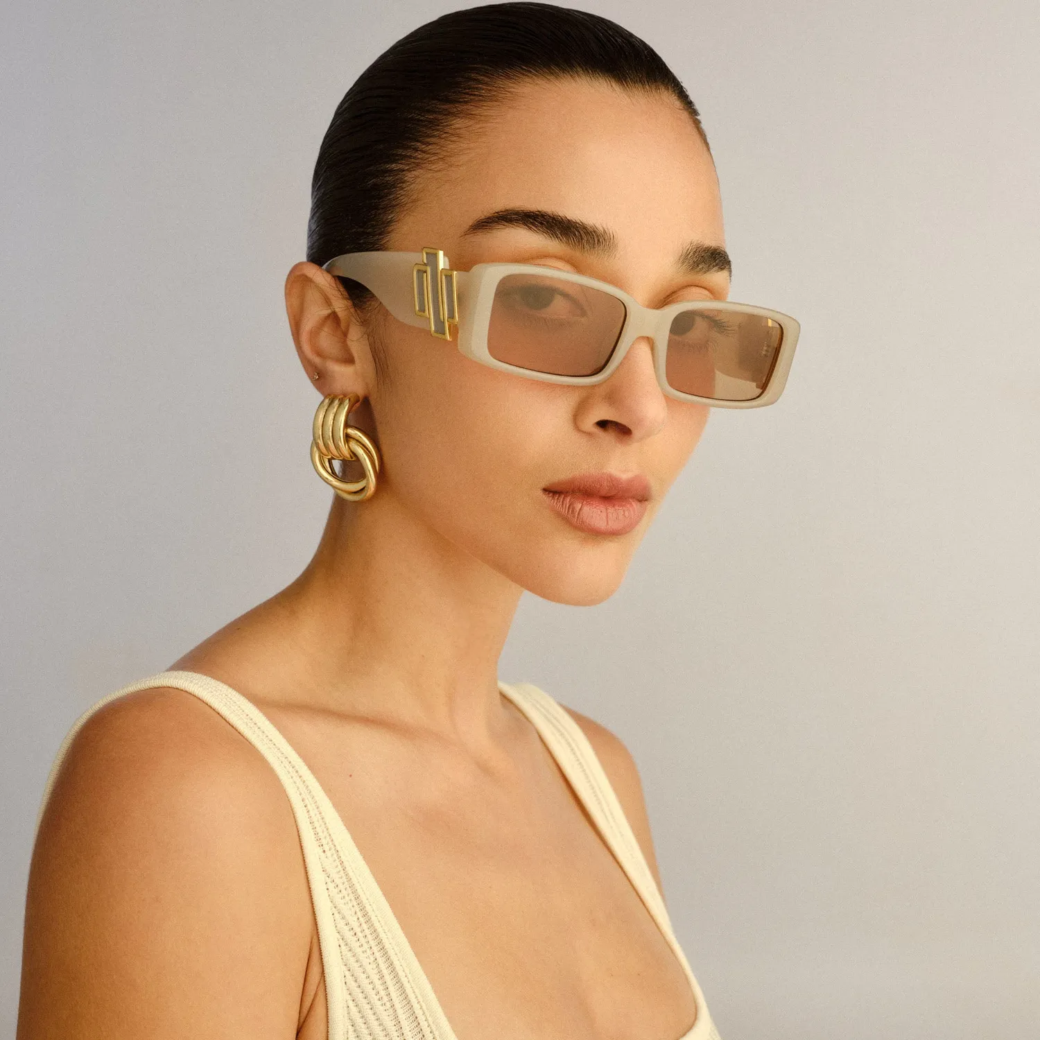 Le Specs Cruel Intentions occhiale da sole oatmeal rettangolare