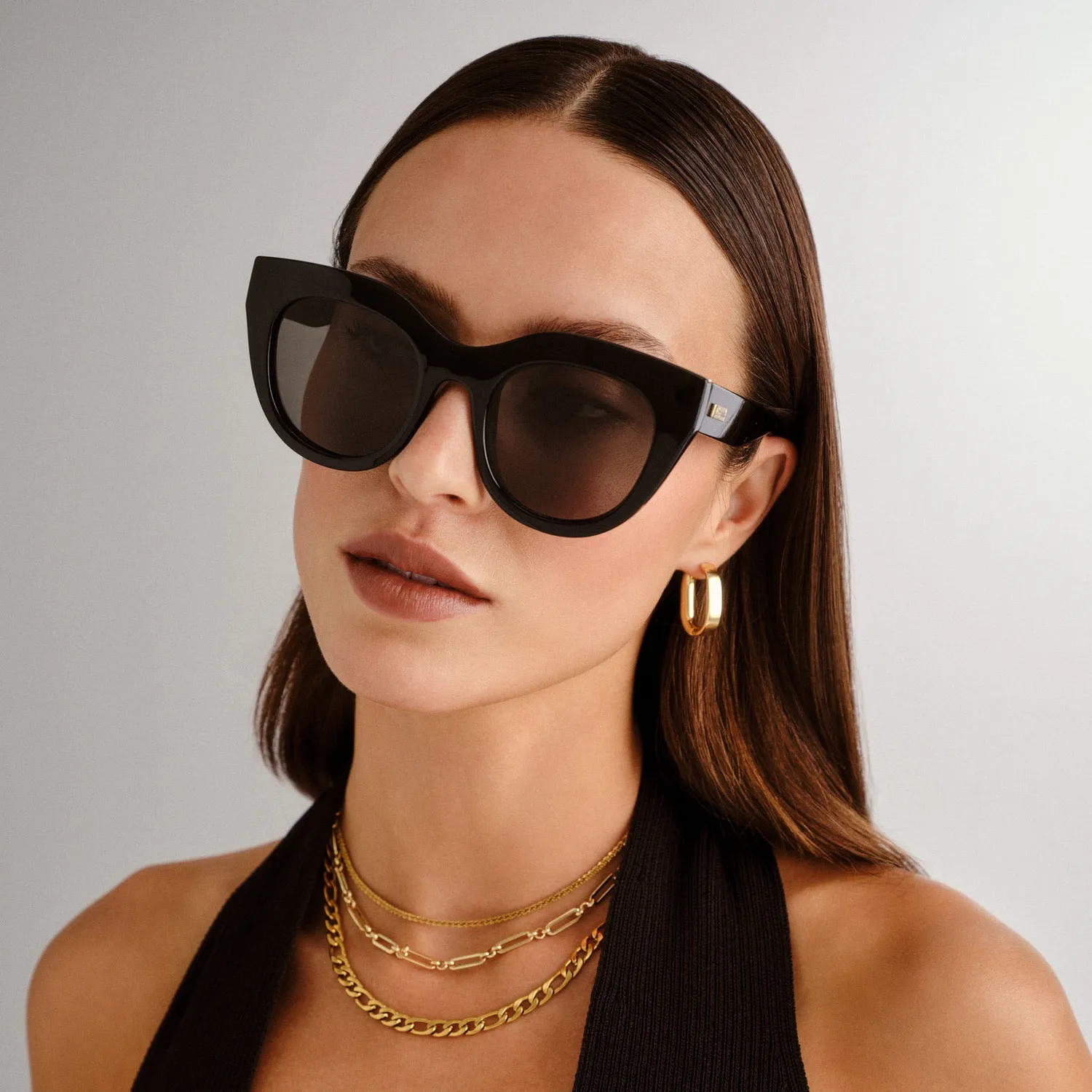 Le Specs Air Heart occhiale da sole black gold oversize