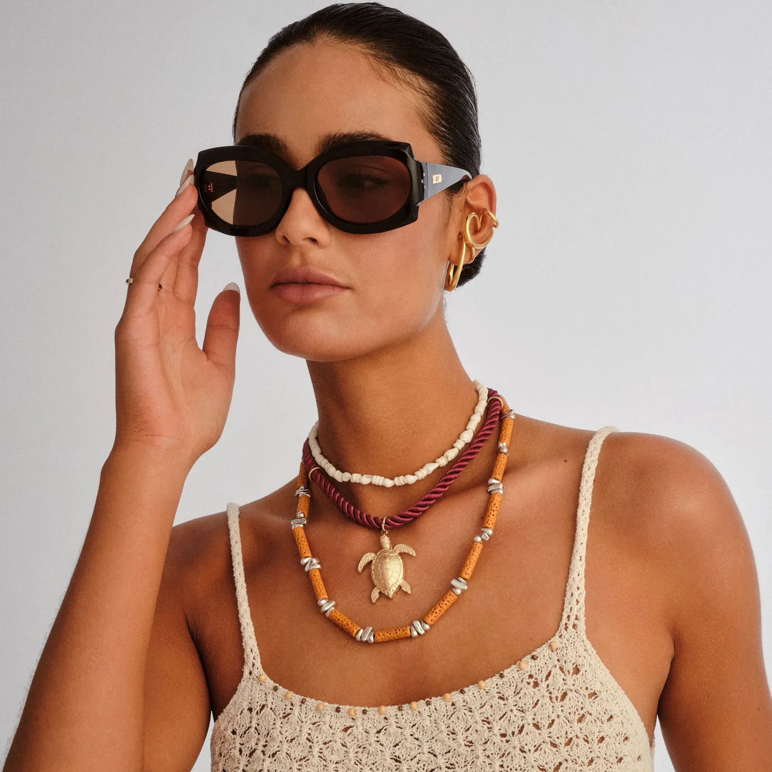 Le Specs Loveliness occhiali da sole nero oversize rotondi