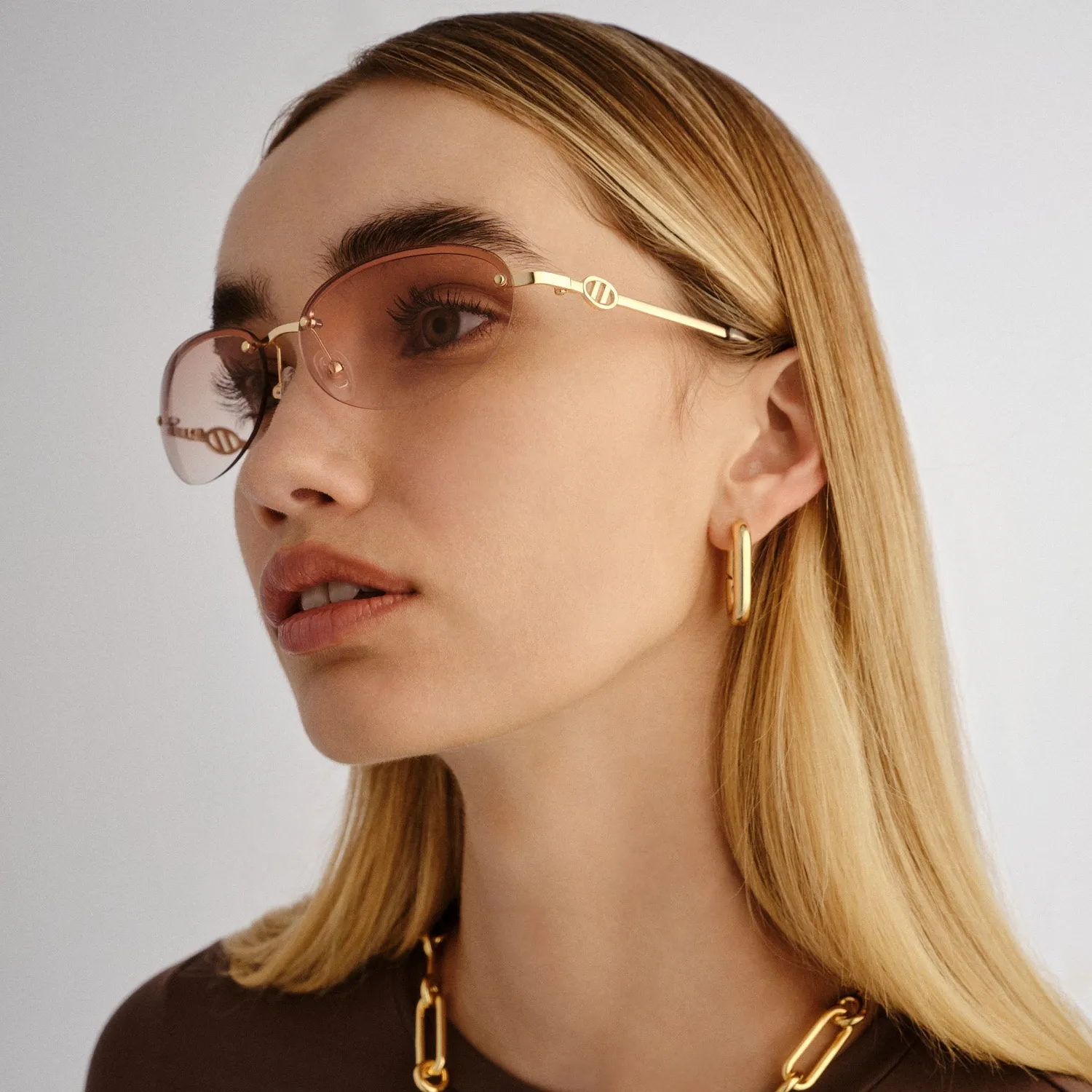Le Specs Slinky occhiali da sole oro marrone grad senza montatura