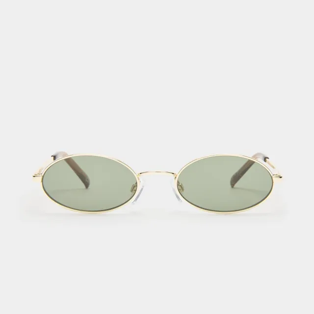 Le Specs Love Train occhiali da sole ovali oro khaki mono