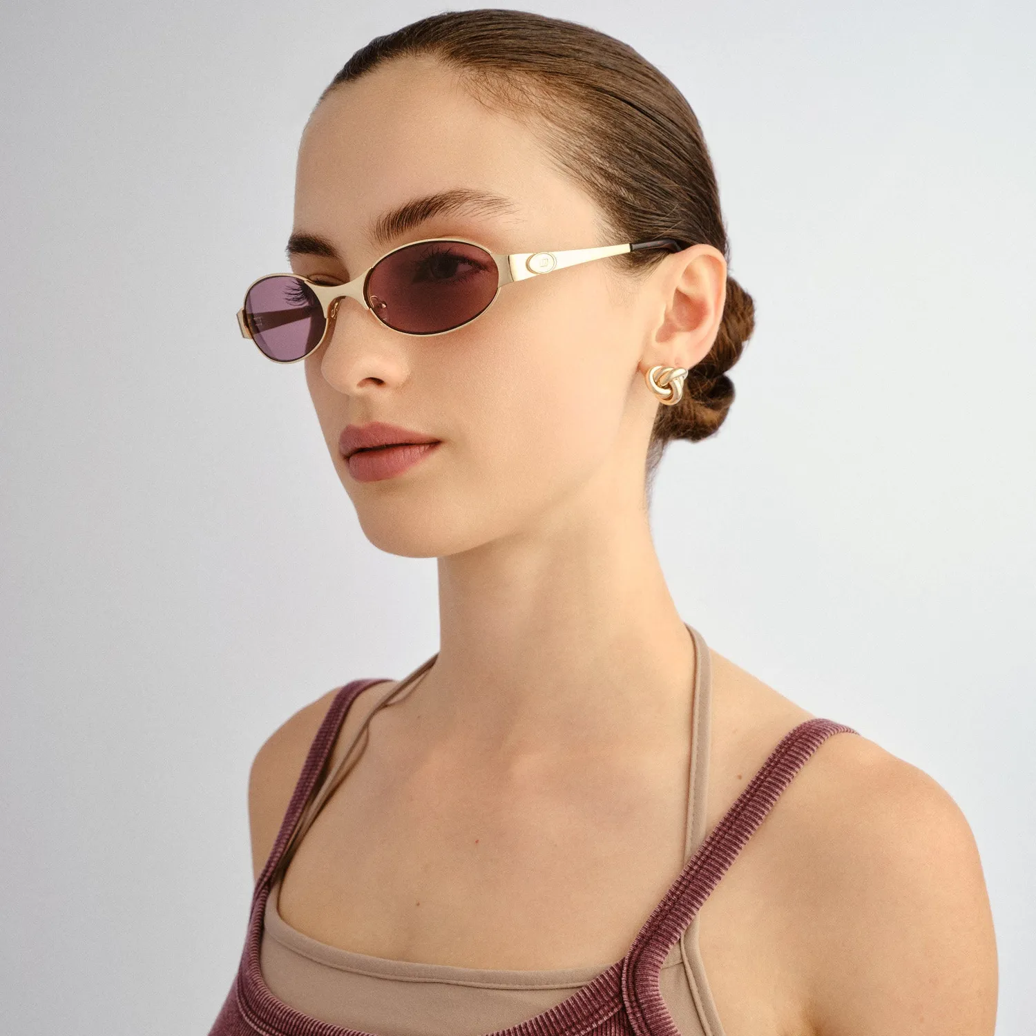 Le Specs Frostbite occhiali da sole ovale oro marrone