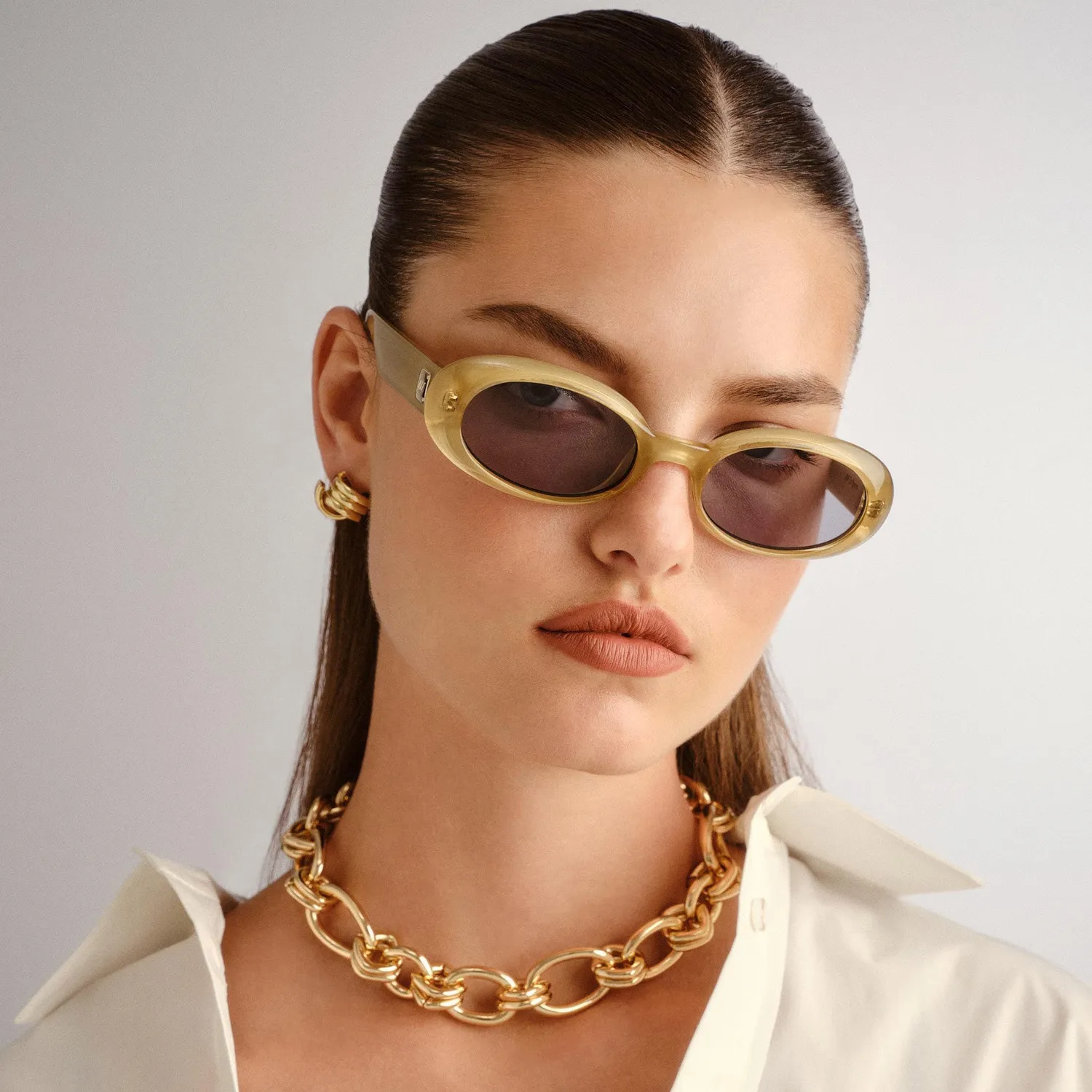 Le Specs Work It occhiali da sole champagne ovale
