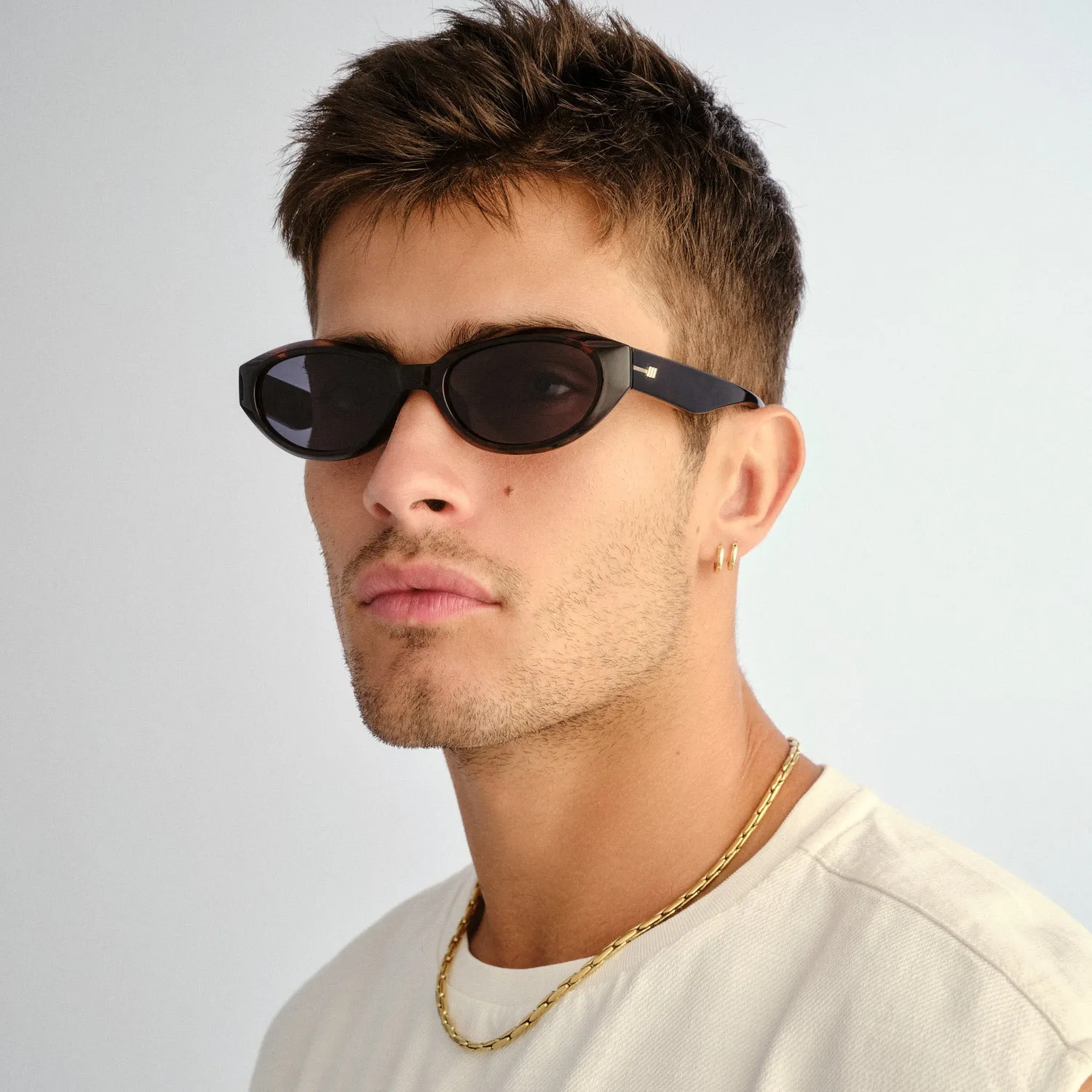 Le Specs Le Bijou + occhiali da sole tartarugato ovali