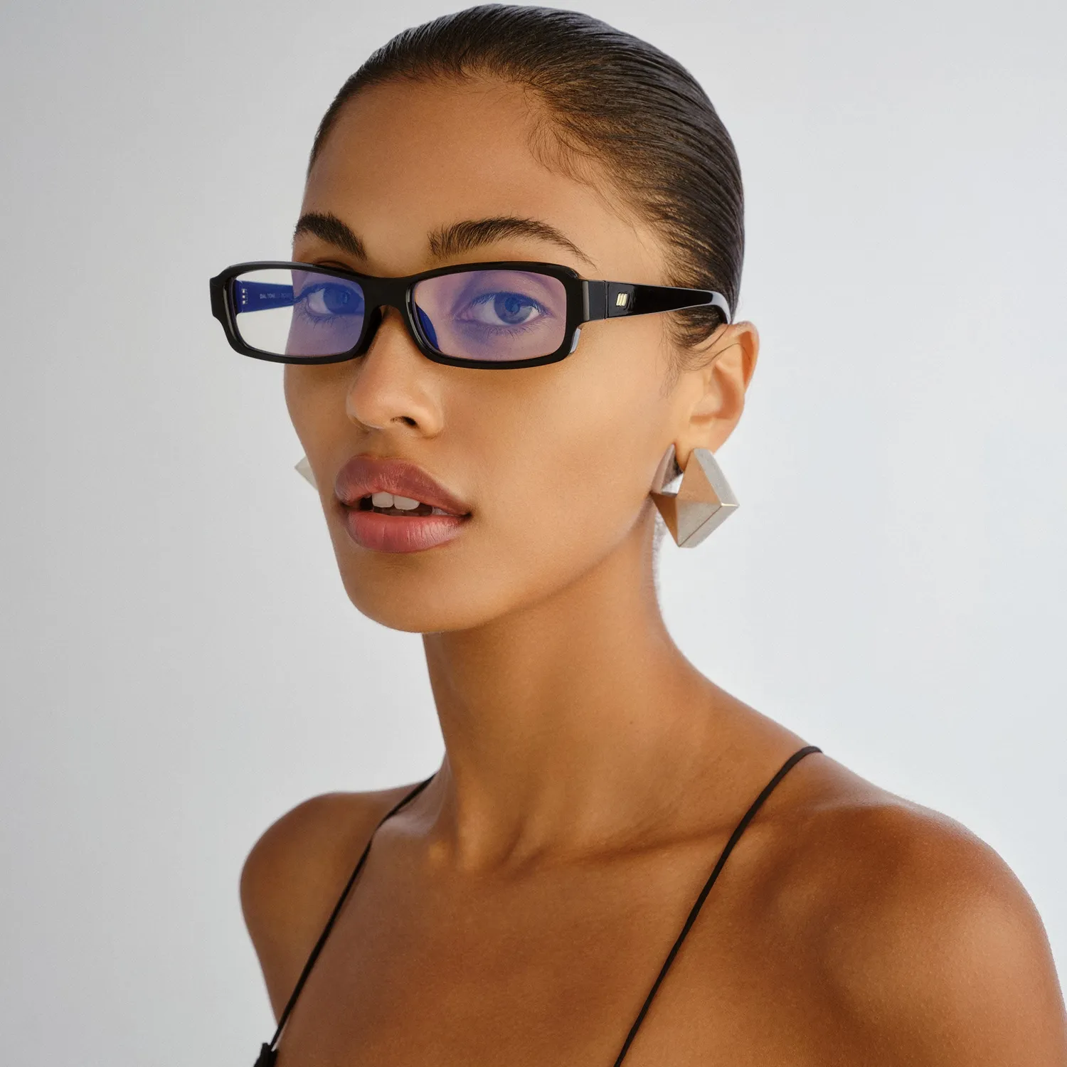 Le Specs Dial Tone occhiali luce blu rettangolari neri