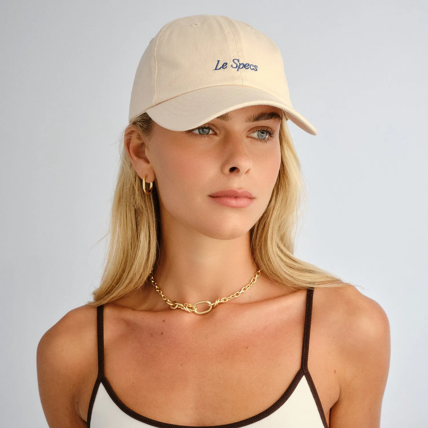 Le Specs Logo Cap cappellino crema cotone regolabile