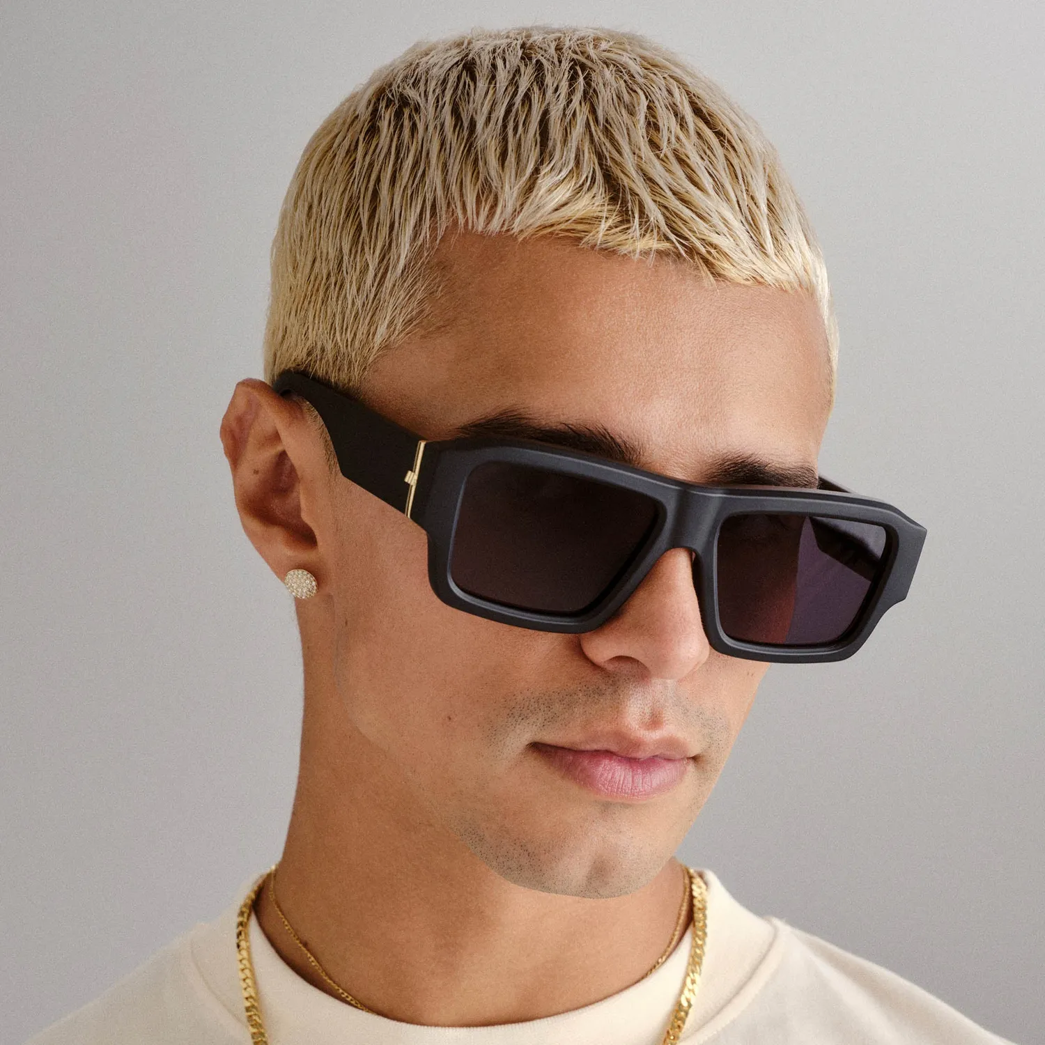 Le Specs Polygraph occhiali da sole nero opaco rettangolari