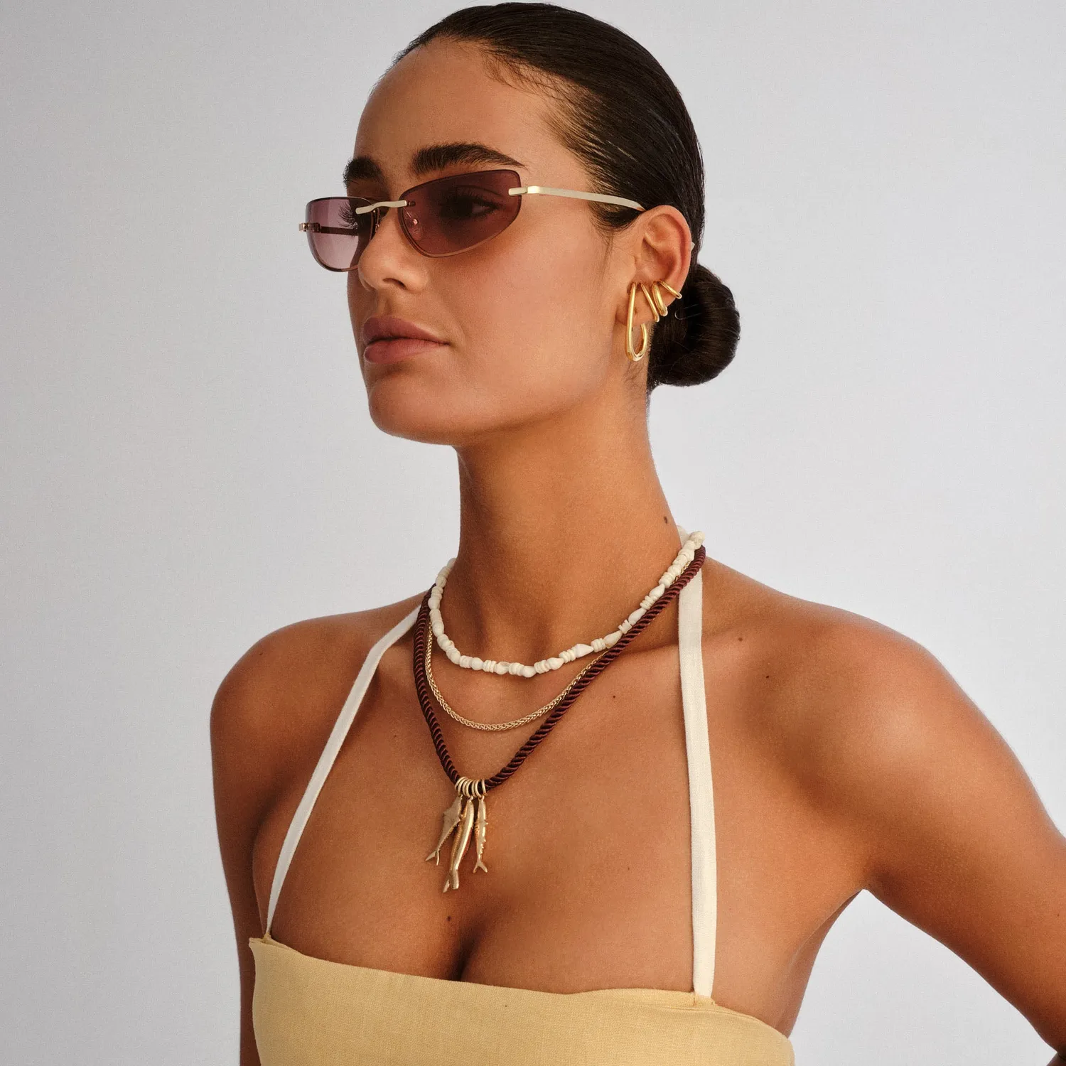 Le Specs Bubbles occhiale da sole oro rosa sfumato