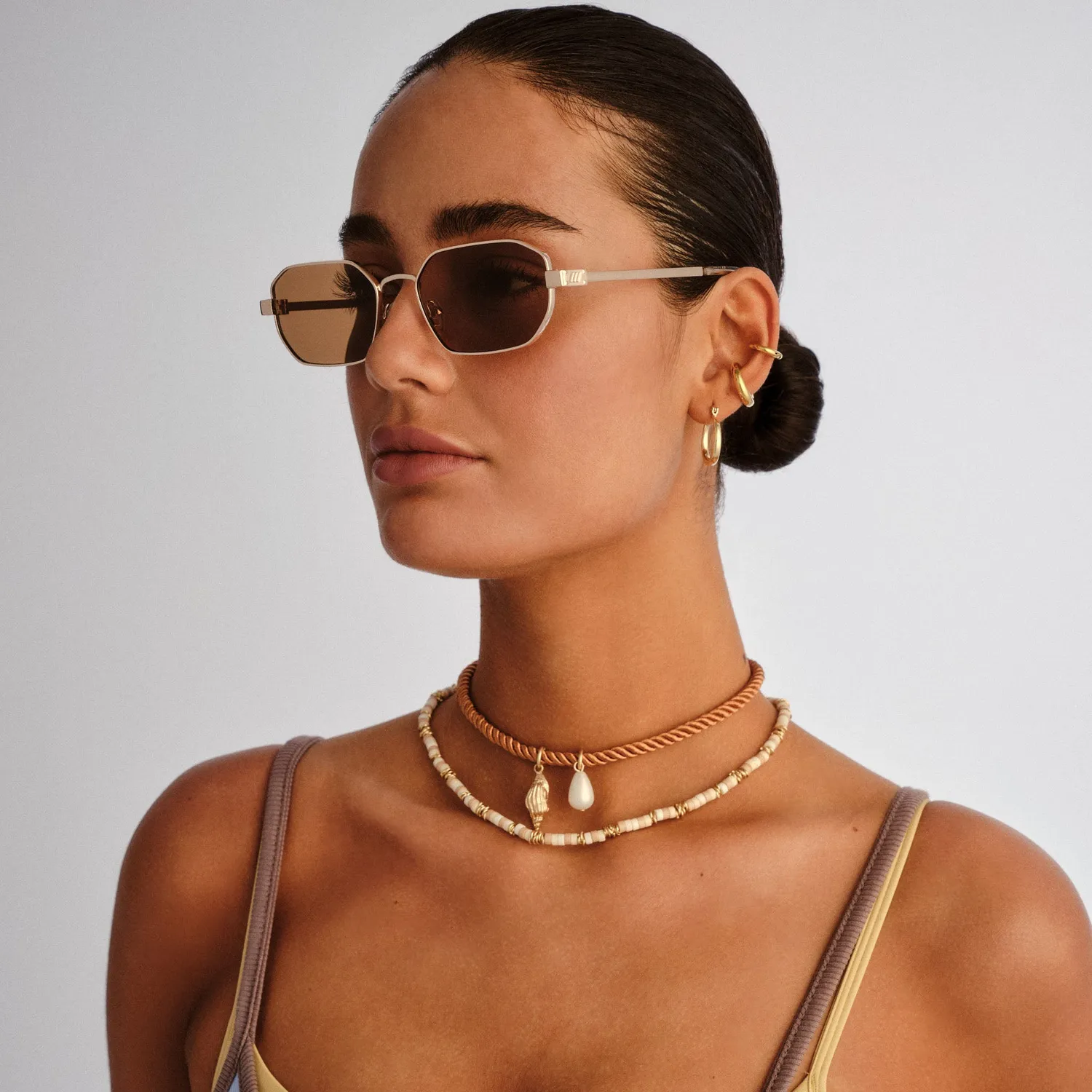 Le Specs Mythic occhiale da sole oro marrone metallo