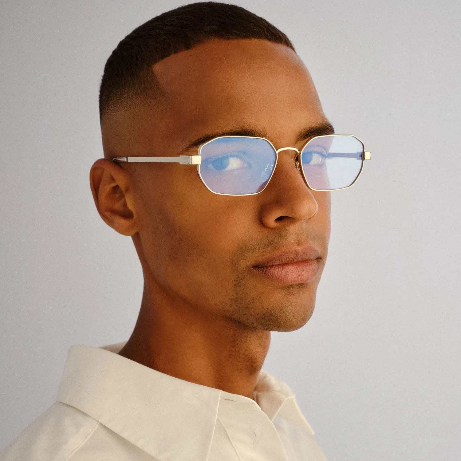 Le Specs Mythic occhiali luce blu argento