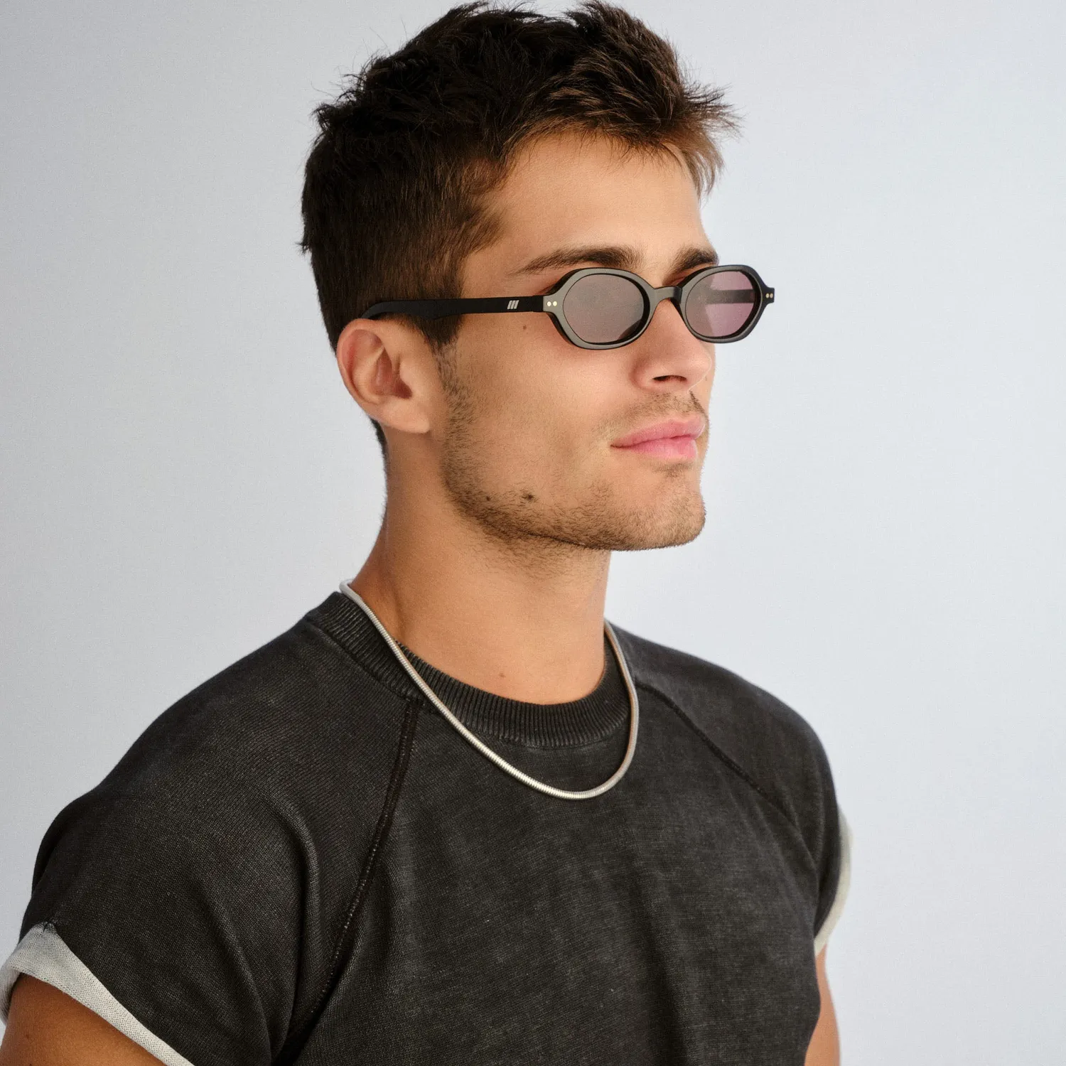 Le Specs Foundry occhiali da sole neri ovali stretti