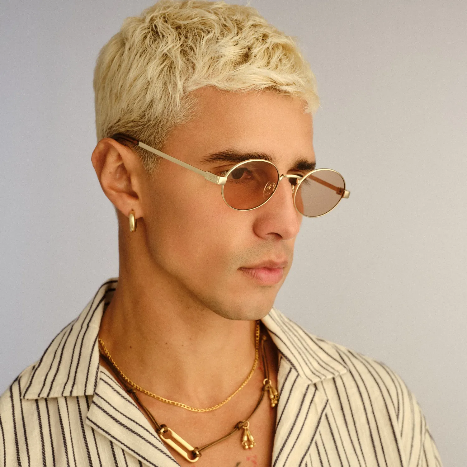 Le Specs Poseidon Deux occhiali da sole oro lente marrone