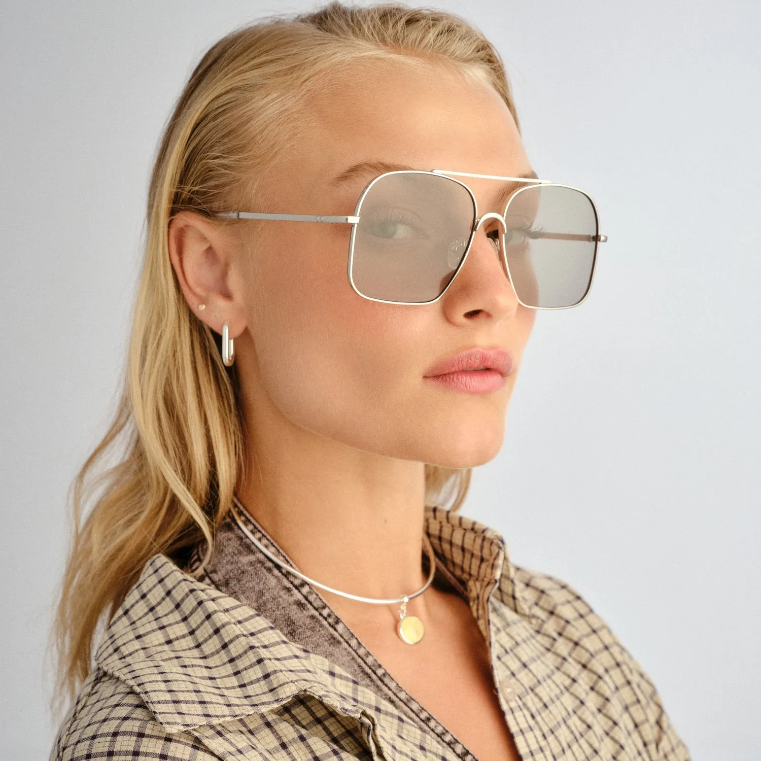 Le Specs Civelle occhiale da sole argento trasparente