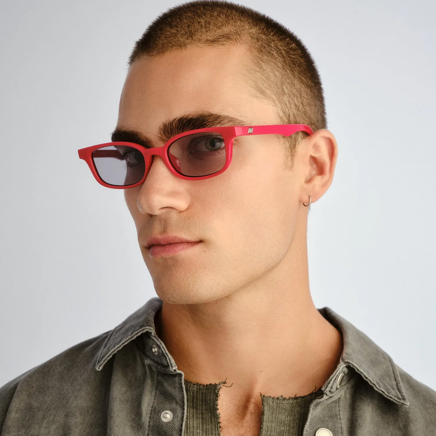 Le Specs Echelon occhiale da sole rosso rettangolare