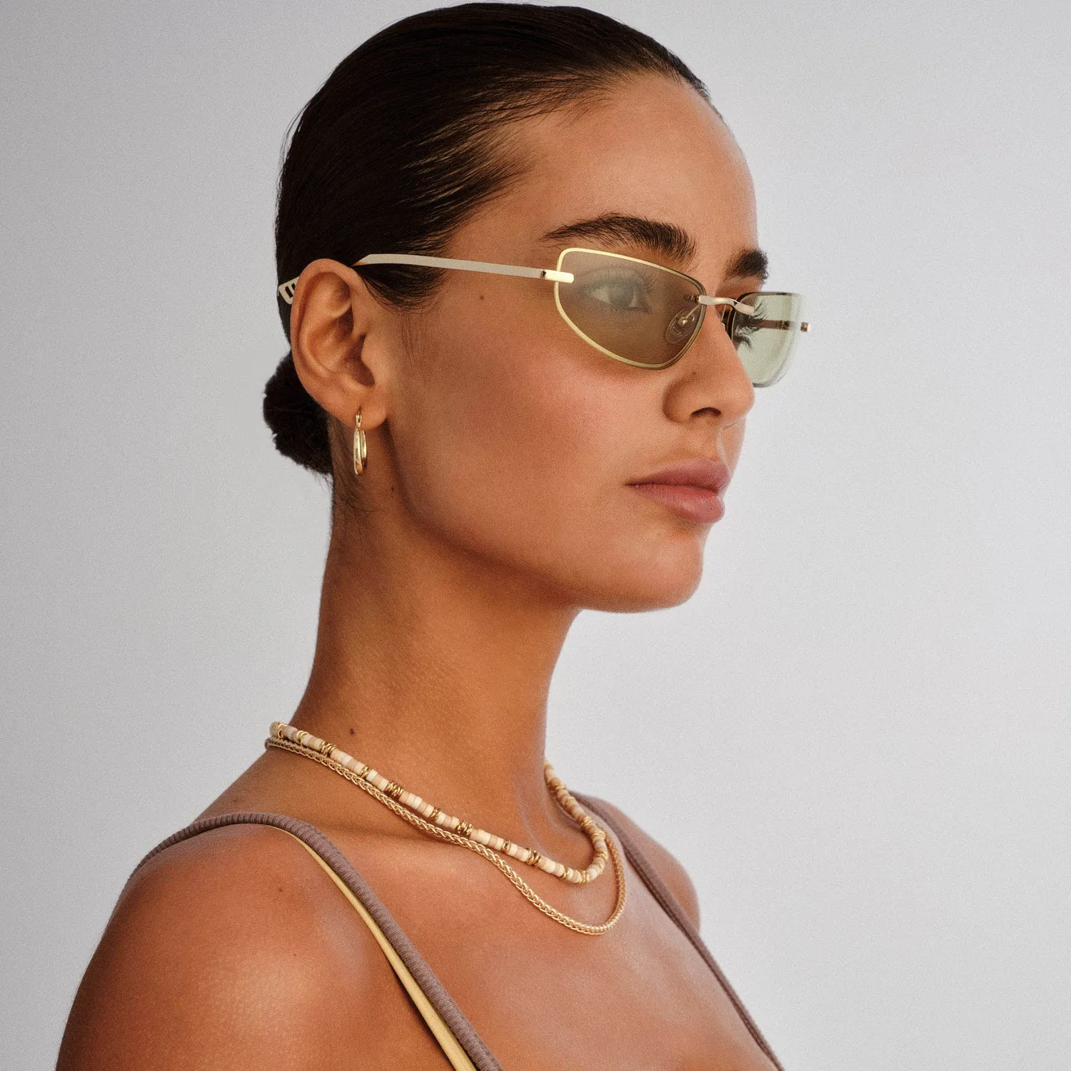 Le Specs Bubbles occhiali da sole gold verdi avvolgenti