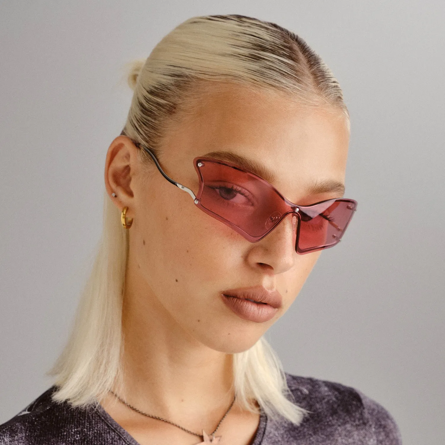 Le Specs Nymph occhiale da sole silver lente rosa