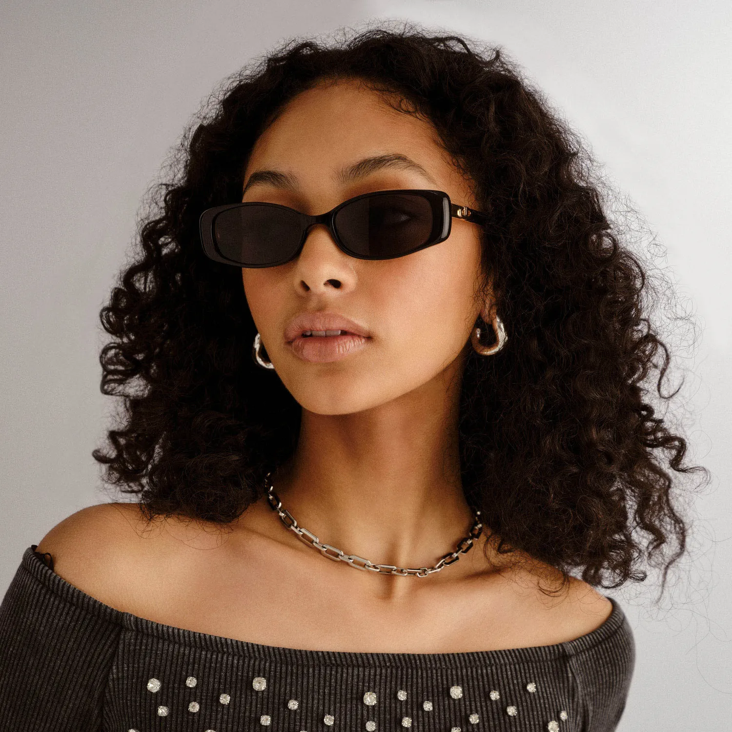 Le Specs Lil Starlight occhiali da sole neri rettangolari