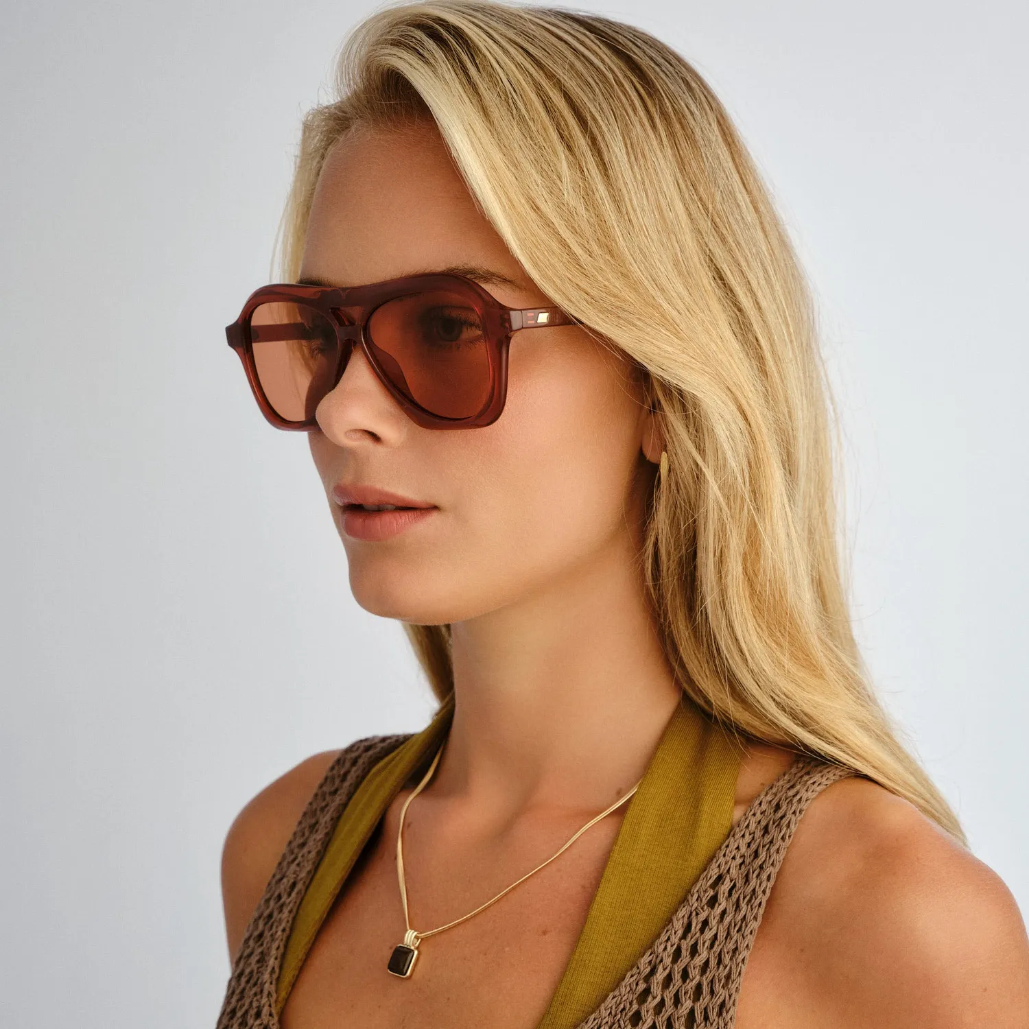 Le Specs Drizzle occhiali da sole aviatore tangerine cannella