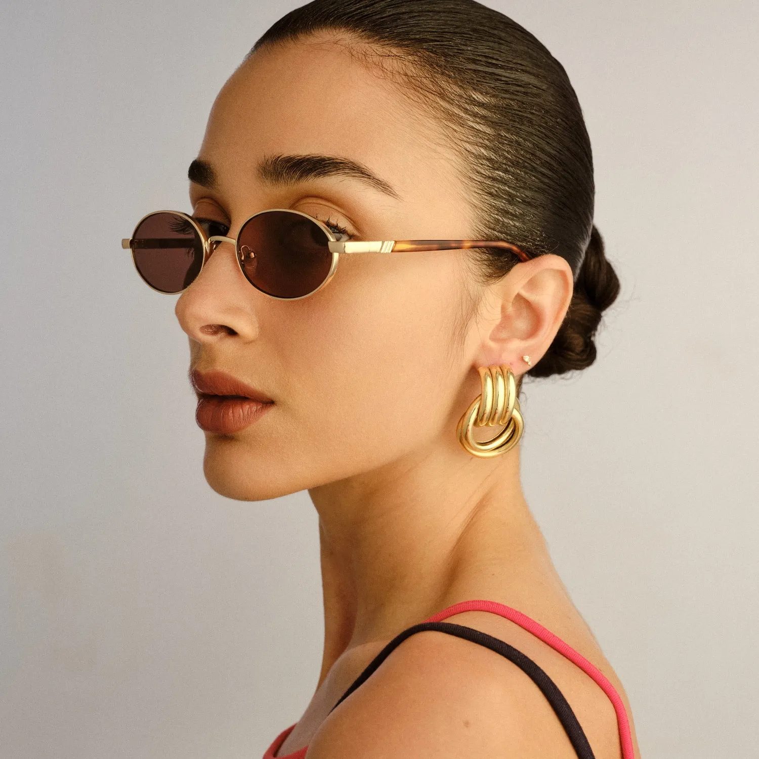 Le Specs Icicle occhiali da sole oro marrone metallo