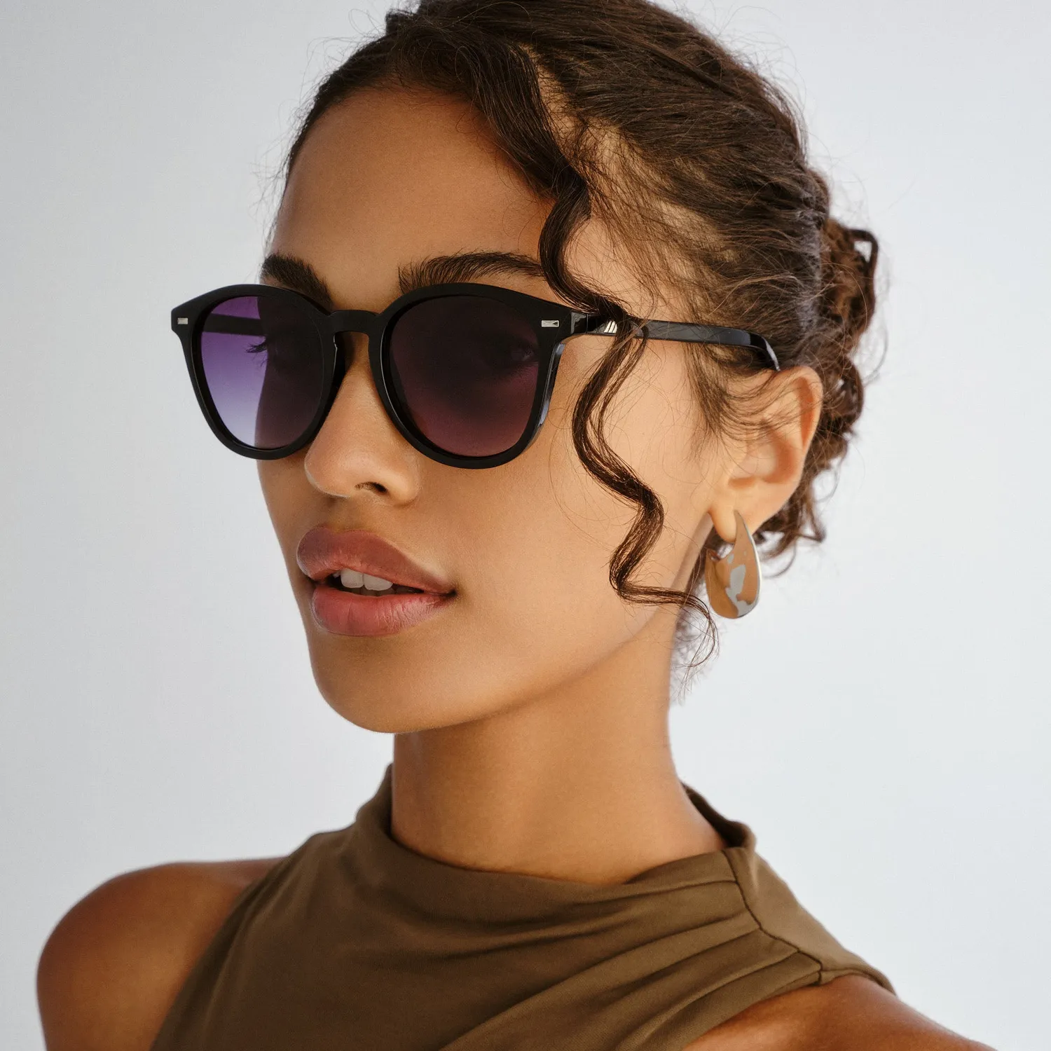 Le Specs Bandwagon occhiale da sole nero tondo